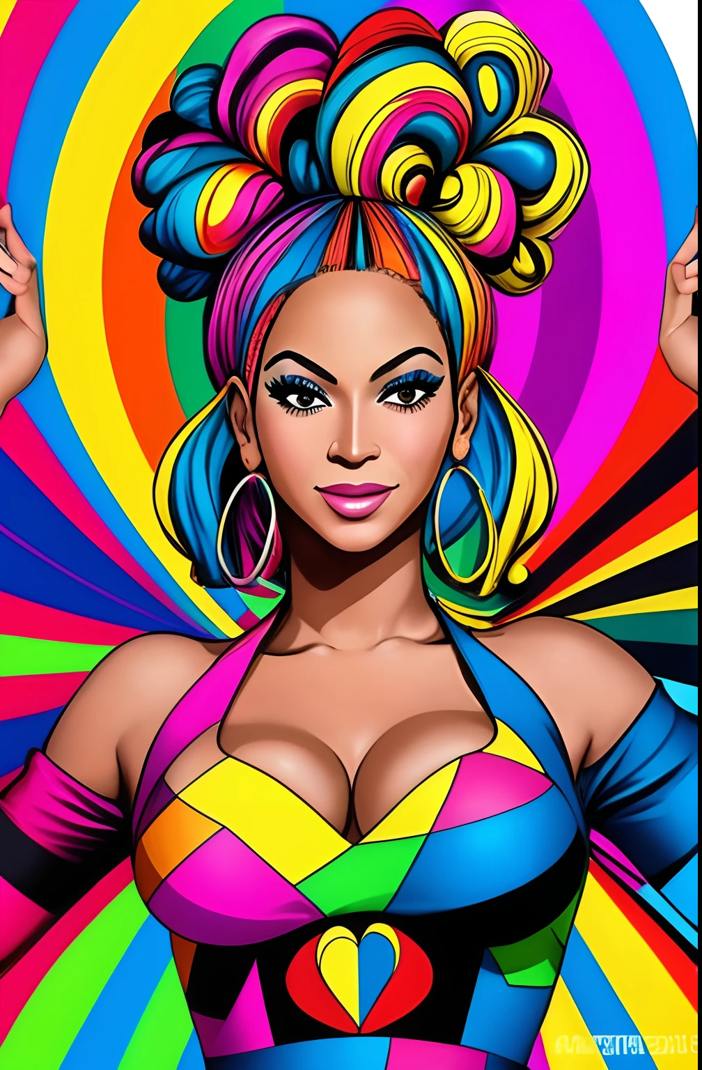 ( Beyoncé Happy ),  Eduardo Kobra ,Romero Brito,The Filling Twins ,multidimensional geometric wall PORTRAIT, arte, Chibi,
Yang08k, lindo, Colouring,
Primary works, qualidade superior, melhor qualidade, Arte Oficial, Beautiful and Aesthetic,