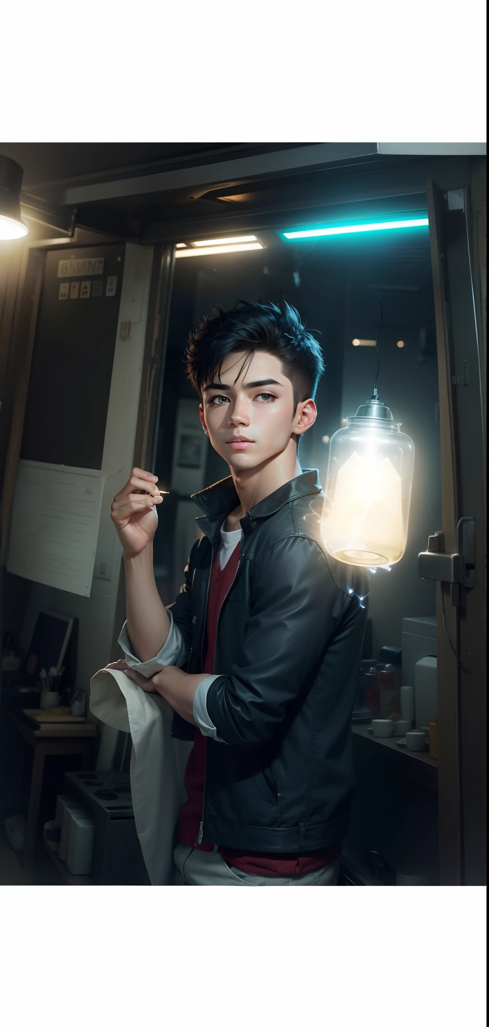 Background change and Handsome boy light effect original face