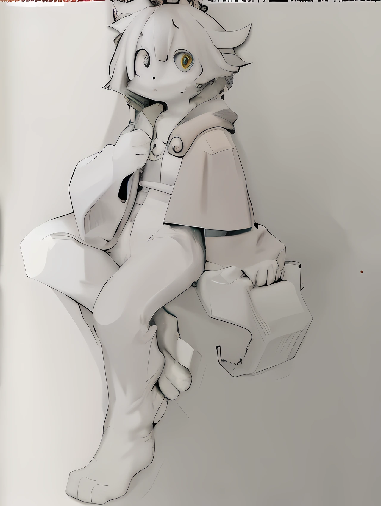 Furry full body fur super fine fur red cape boy masterpiece top quality best orange ears white t-shirt volumetric light cybercity sci-fi sense furry cyberpunk background red paws golden eye pupils