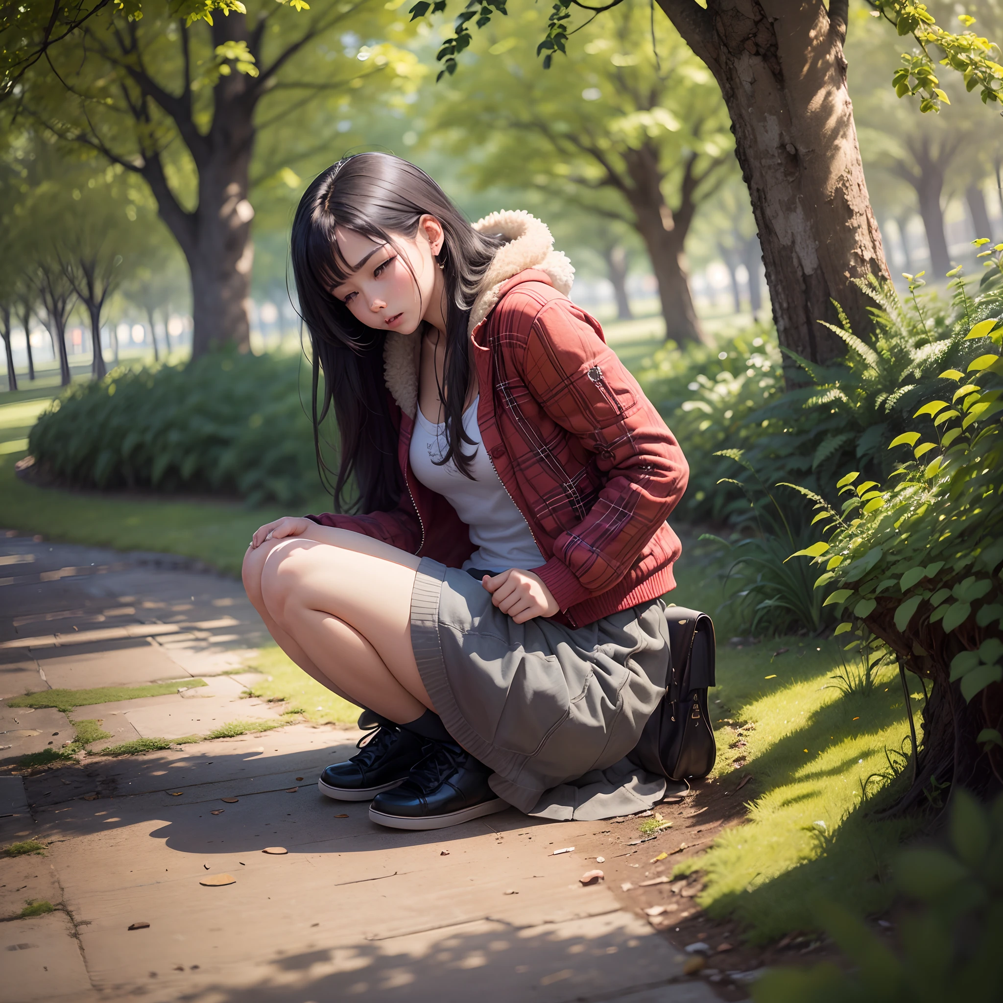 A young girl making love in the park to a strong man --auto --s2