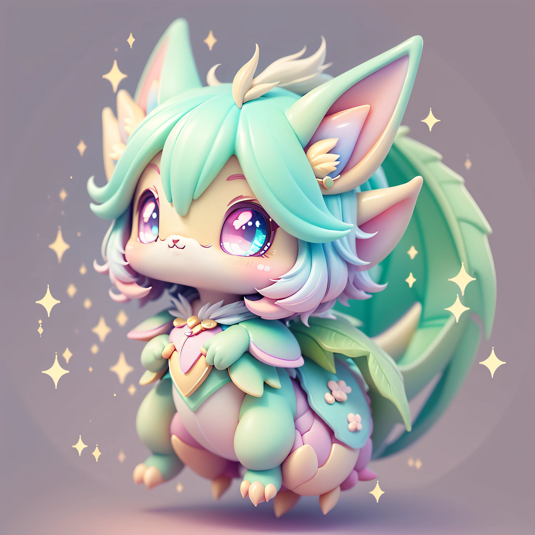 tchibi, Cartoon Dragon, kawaiitech, kawaii, Cute face, Pastel colors, Best quality, cheerfulness