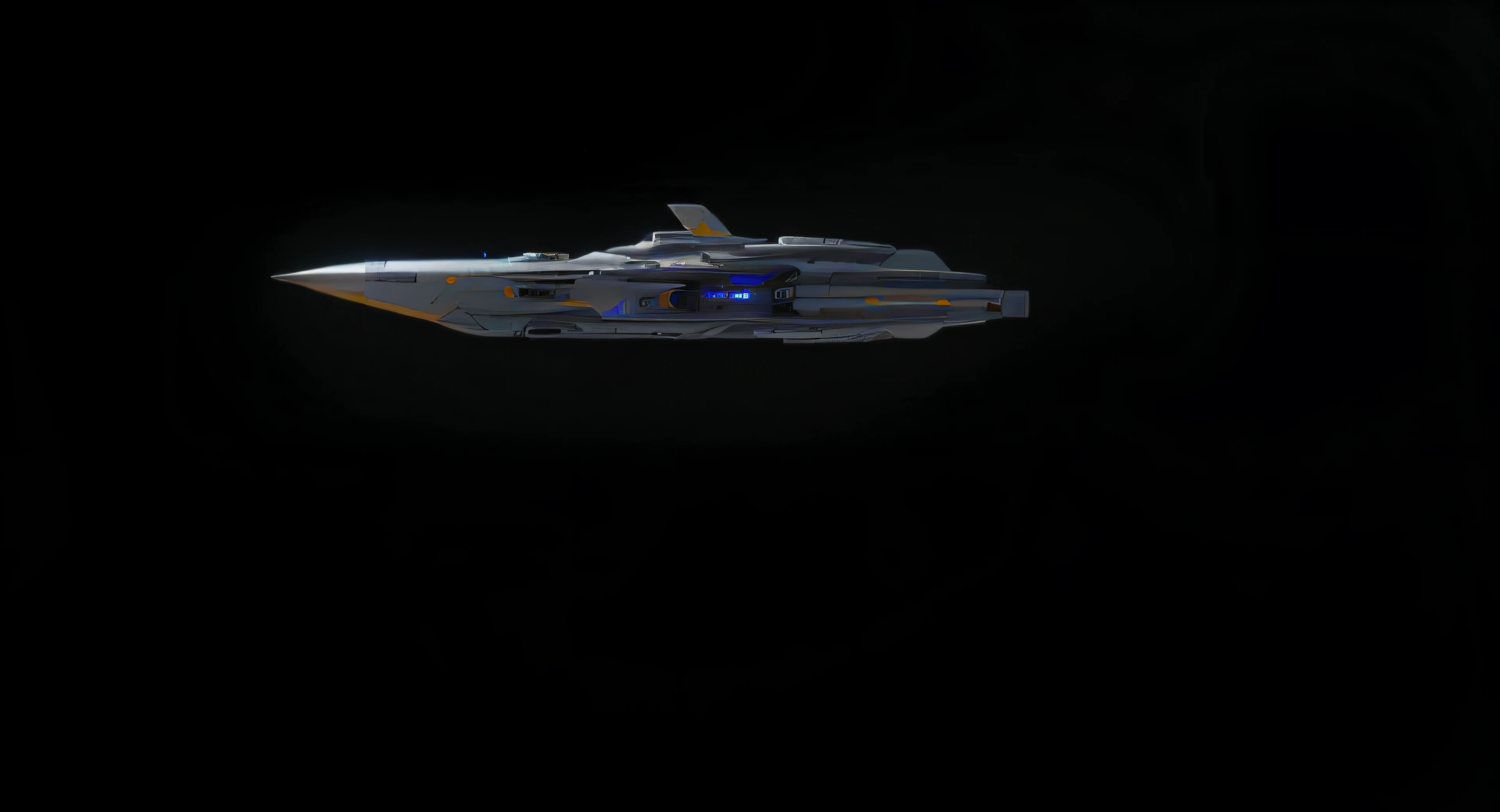 ((profile view1.2)) of a starship in deep space