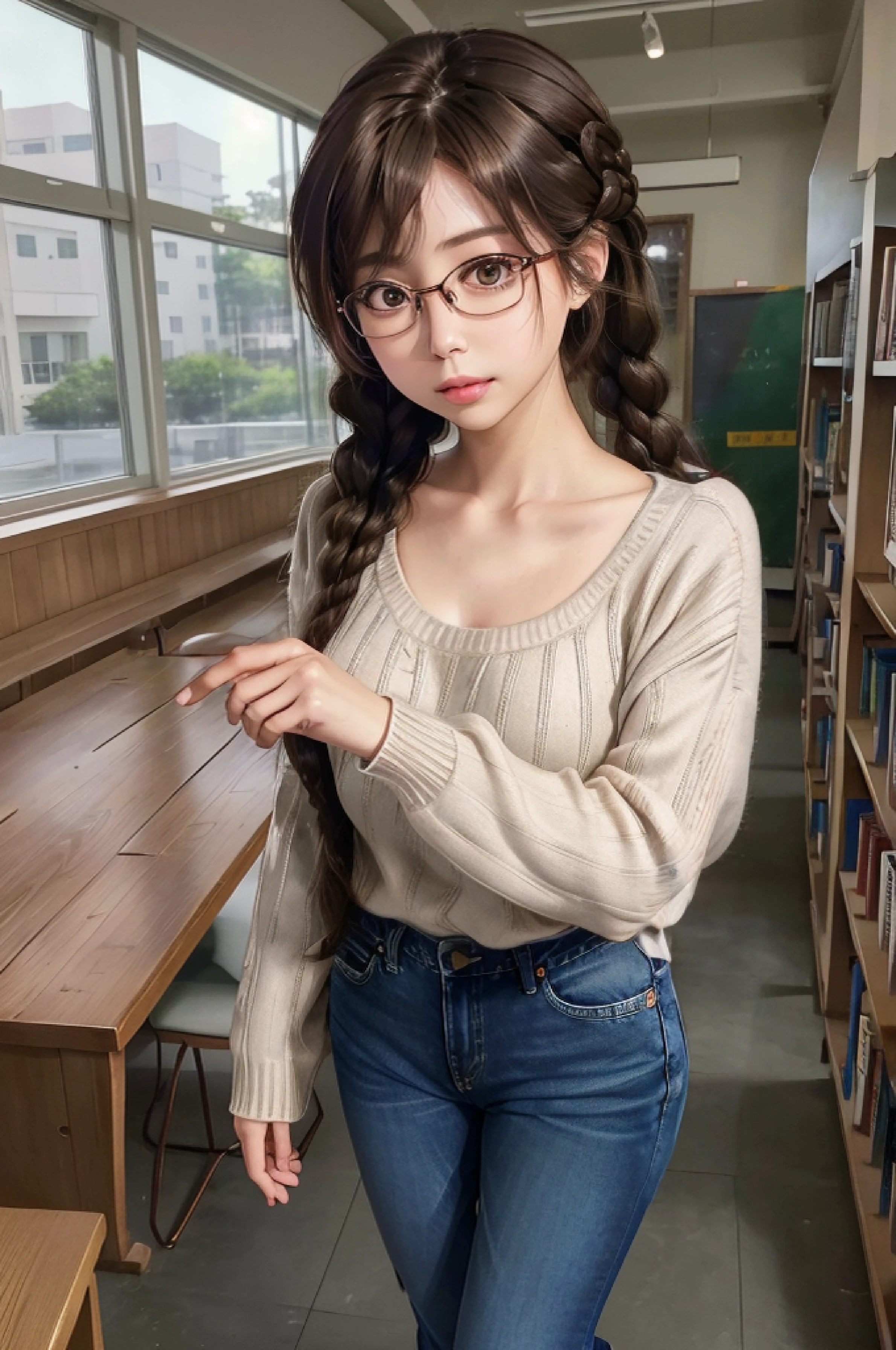 school library background, clothing