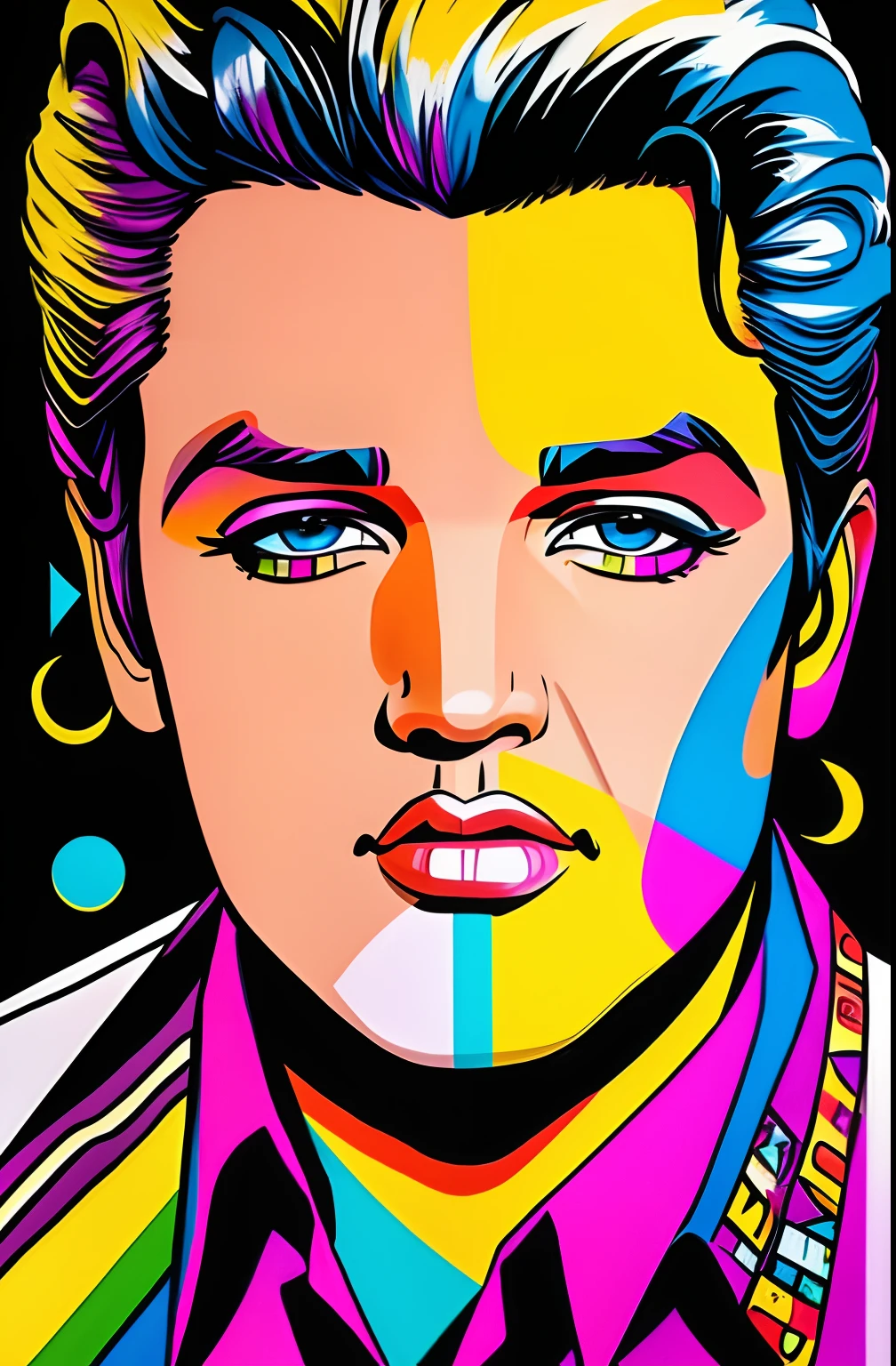 (ELVIS PRESLEY),  Eduardo Kobra ,Romero Brito,The Filling Twins ,multidimensional geometric wall PORTRAIT, arte, Chibi,
Yang08k, lindo, Colouring,
Primary works, qualidade superior, melhor qualidade, Arte Oficial, Beautiful and Aesthetic,