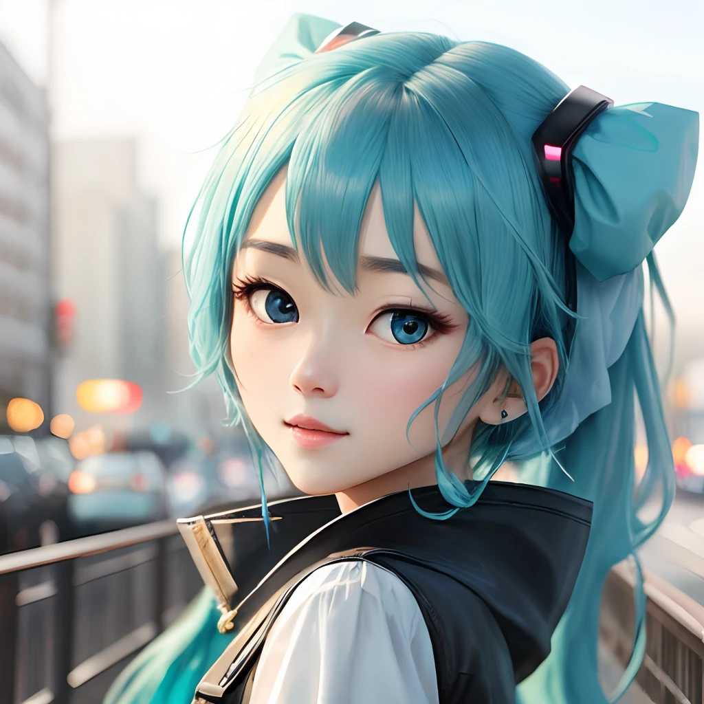 Miku, blue hair, blue eyes, cute girl