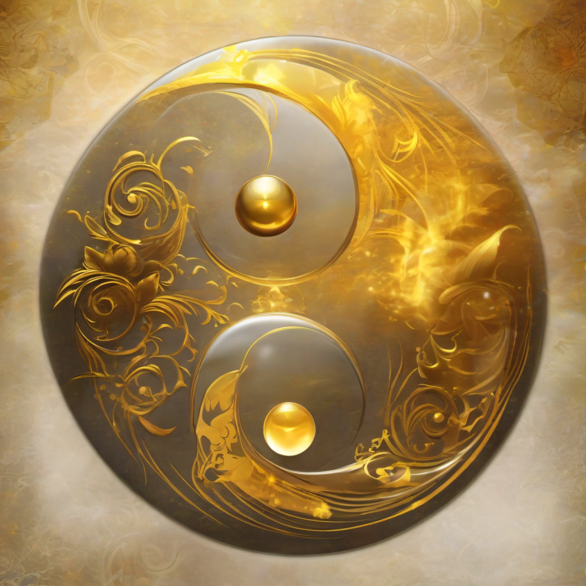 the background is a huge translucent exhaling golden yinyang-picture, --s 50 --niji