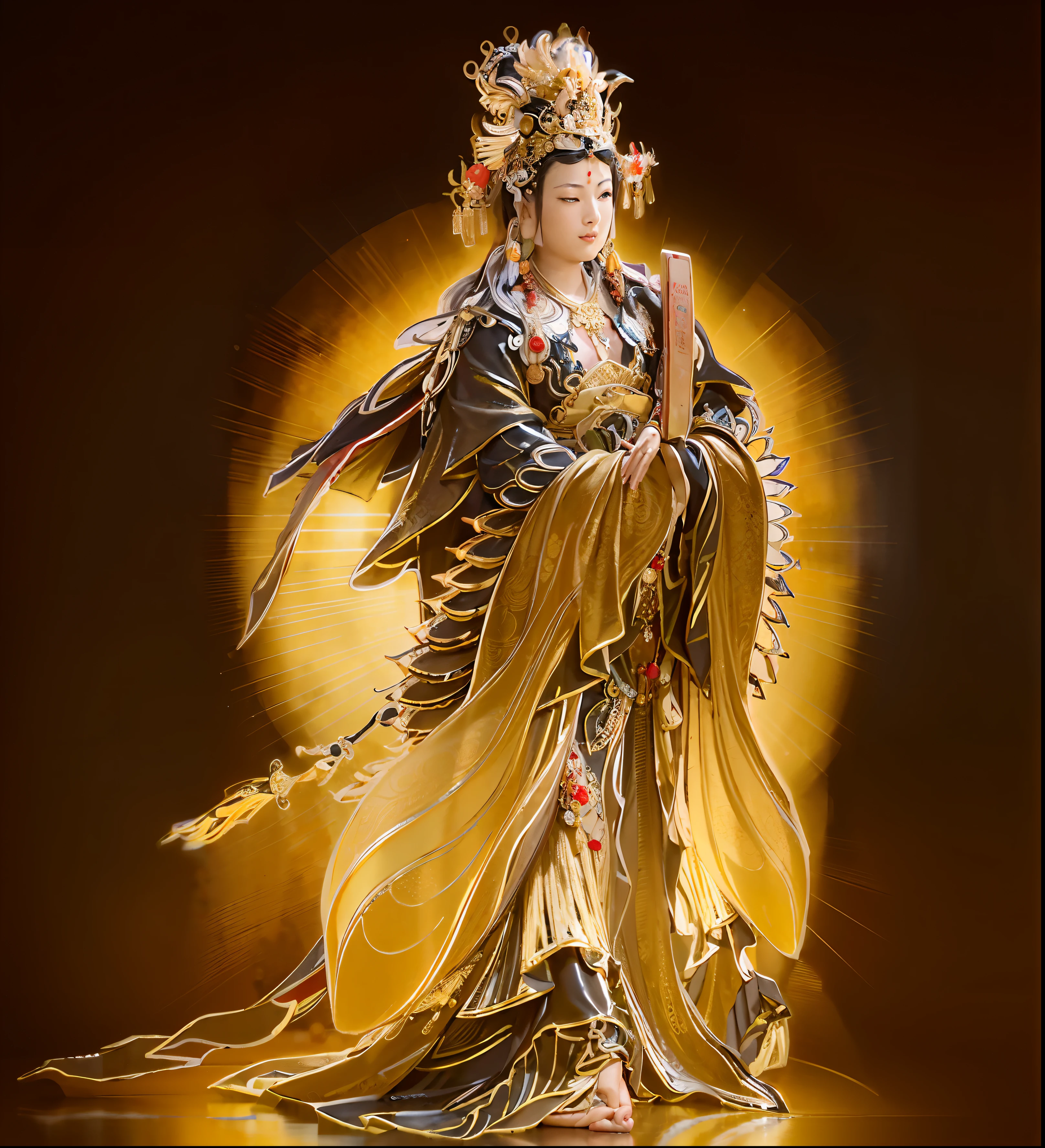 Queen Mother of the West, queen mother，Queen Mother of the West， Middle-aged woman，big breasts beautiful，Gorgeous and colorful costumes，No bare skin，Golden ornaments on the head， Cloud in the foreground, Clear fingers, Clear and distinctive toes, Clear and vivid facial features,jewelry, leafs, the lilies, Lily_pads, necklace, Phoenix crown，Gorgeous phoenix robe，Chinese palaces, paths, lotuses， Sharp focus, sun's rays, Sparkling ripples, Wind ripples, hyper-high detail, Realphotos, Intricate details, Perfectcomposition, big breasts beautiful ，the detail， 8 K photography, Photorealistic, Masterpiece, photo-realistic, Image Enhancement,Image post-processing,Image retouching，an ancient Chinese goddess, Princesa chinesa antiga, ancient china art style, ancient chinese beauti, chinese empress, Inspired by Qiu Ying, Traditional Chinese art, a beautiful fantasy empress, Wearing ancient Chinese clothes, Chinese mythology, Traditional Chinese clothing，