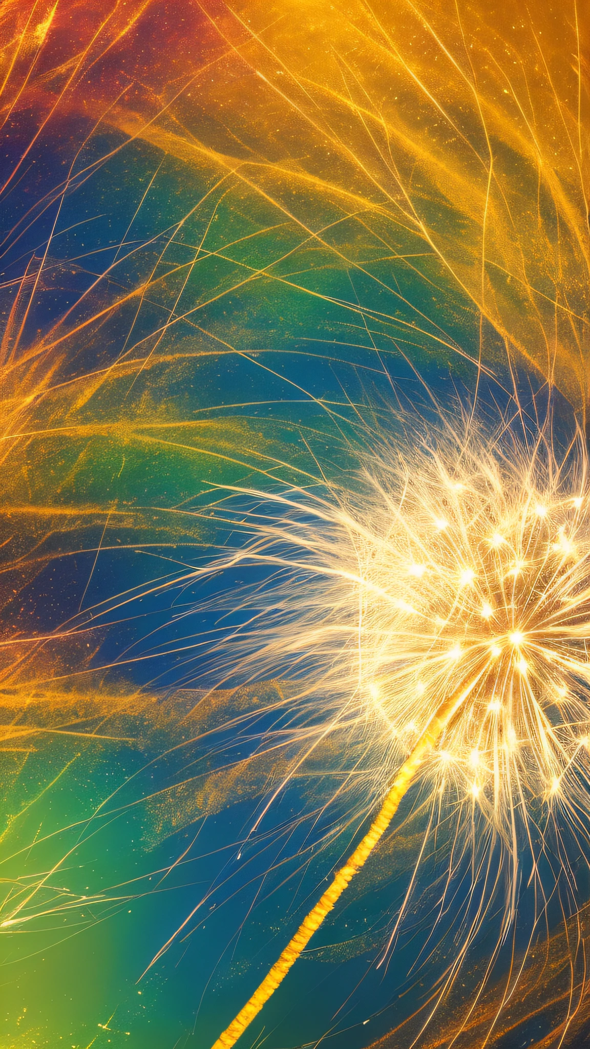 amazingly-glorious destop wallpaper featuring billions of pixels interplaying with each other with high-photo clarity and technique, displaying effervescent colorful bubbles breifly existing for a moment in time before popping, HD detail, hyper-detailed, intricately-playing splashes of lucid light, light fountain in the center of it all, a few tered feathers of light coming out like fireworks, deep field of space and time twirling and turning into stained glass on hot coals and embers, faintly-focused background, distant softly-glowing musical notes decaying into the background, true reflection, and true reflections of existence, beauty in the fleeting moment, duality, elegance and radiance, ray tracing, existentialism and surrealism. radiance without wings, an undeniable persistent and presence, serene water, splitting a second of time, a leap into the unknown, dim backdrop, but a wish, a hope, a dream, a chance to dream, of bubbles, rebith and destruction, something cosmic whispering everything into existance, a dandelion wish made of light,