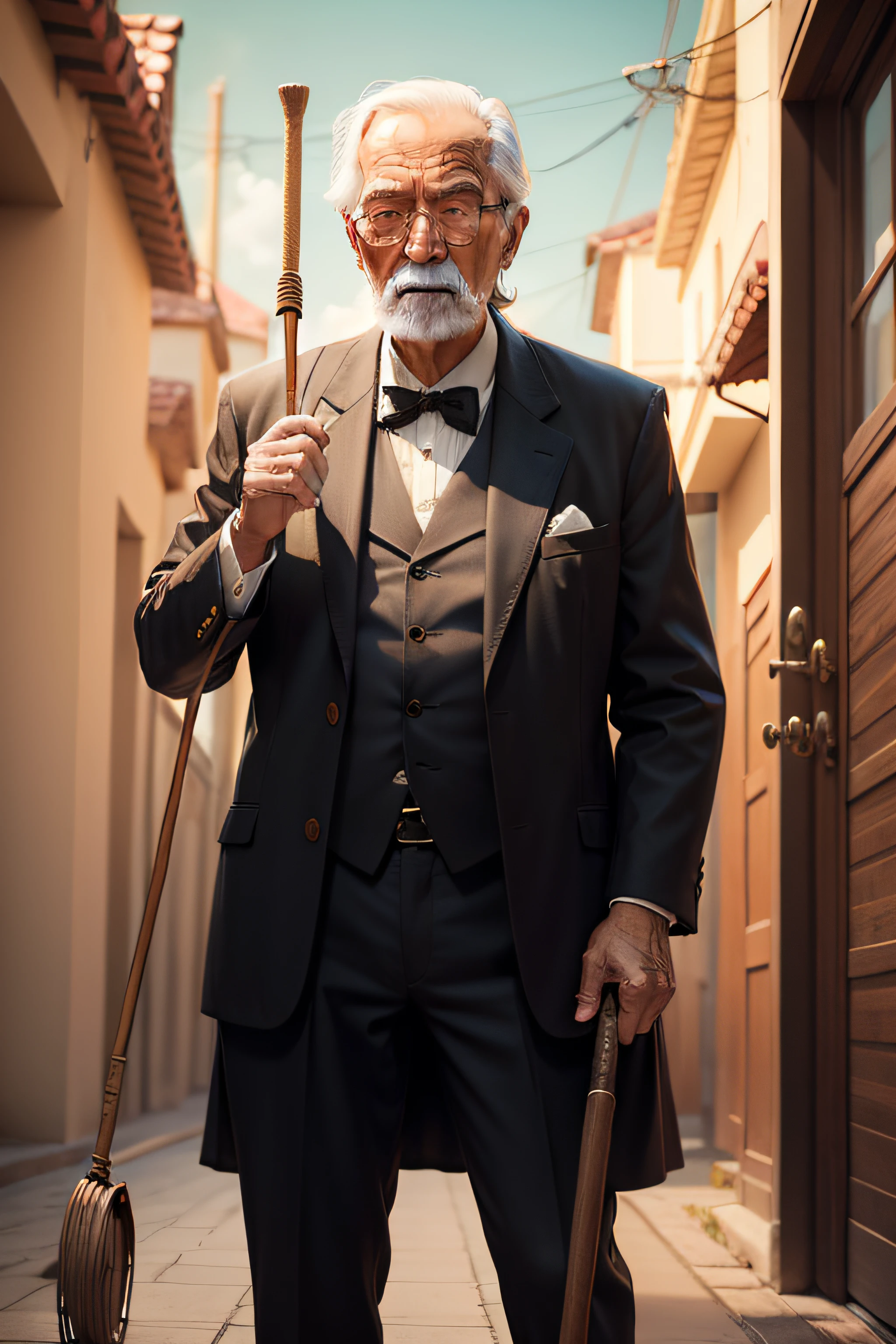 Old man with cane in hand
