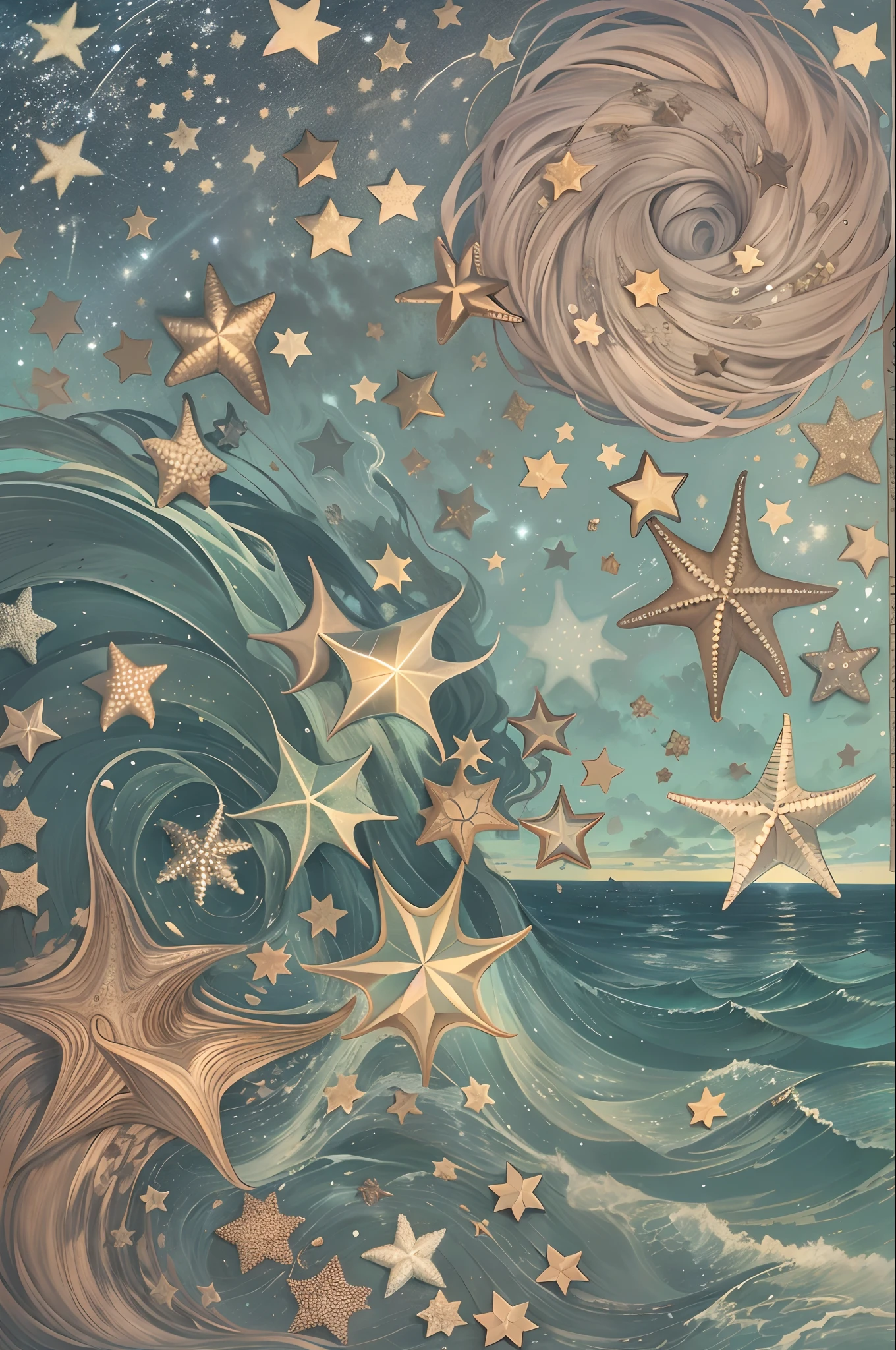 stars,the ocean,stars,UHR,Sateen