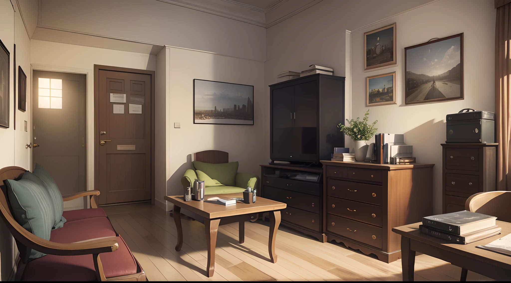 styled:concept-art。Scenes:inside in room,Retro,British style,Public Security Bureau