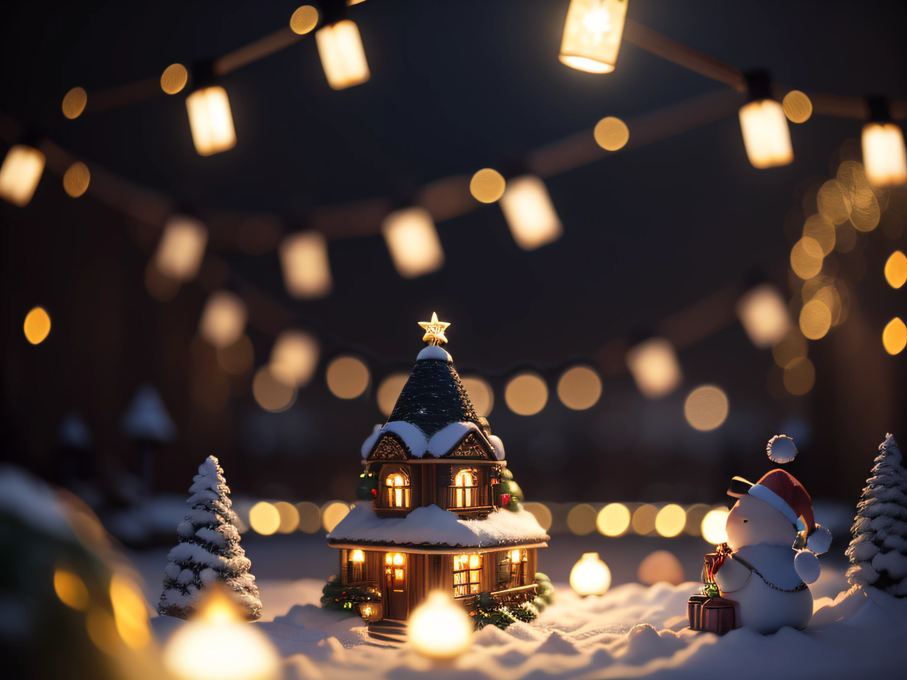 Christmas、Garden Lights、No humans、depth of fields、(blurry backround))、masterpiece、top-quality、The ultra-detailliert