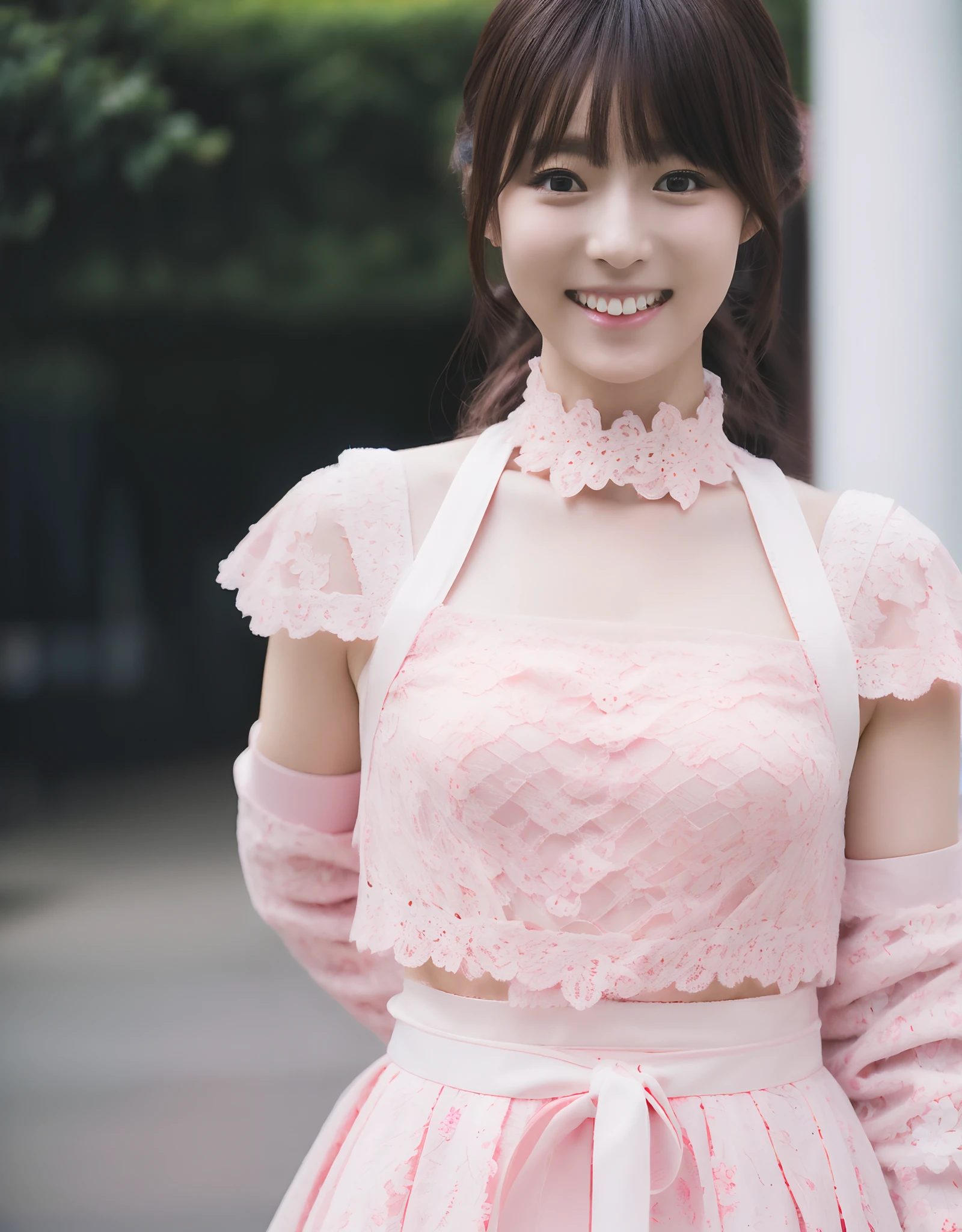 Young Japan woman in Harajuku costume, Soft blush, lace choker, Cute smile. (8K, Best Quality : 1.2), (masutepiece, Photorealistic : 1.3), Super Detail, Anatomically correct