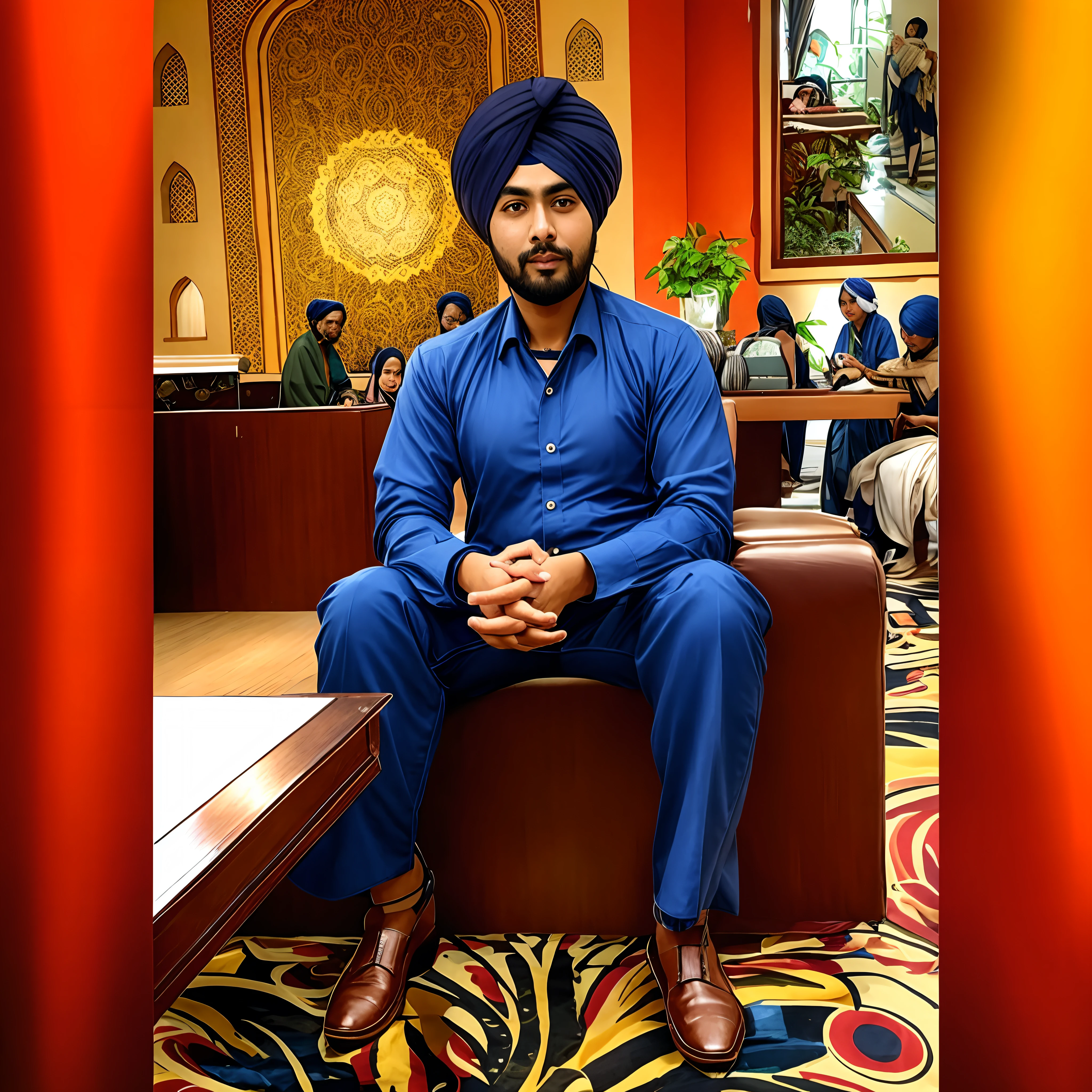 Change background, do not change face and turban, face and turban stays same, 8k , avatar type for profile photo, realistic face.