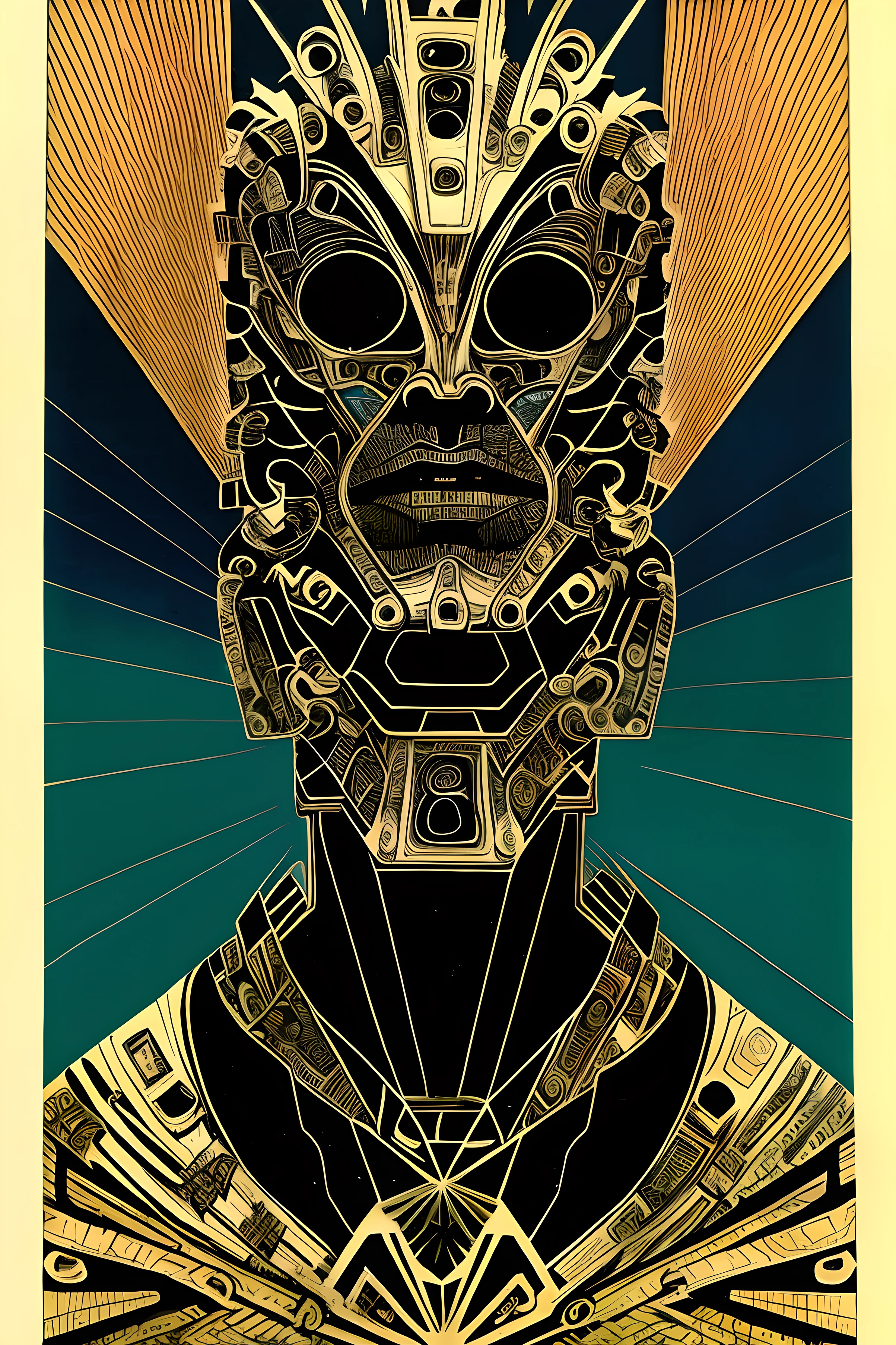 Art deco god of smoke by Philippe Druillet