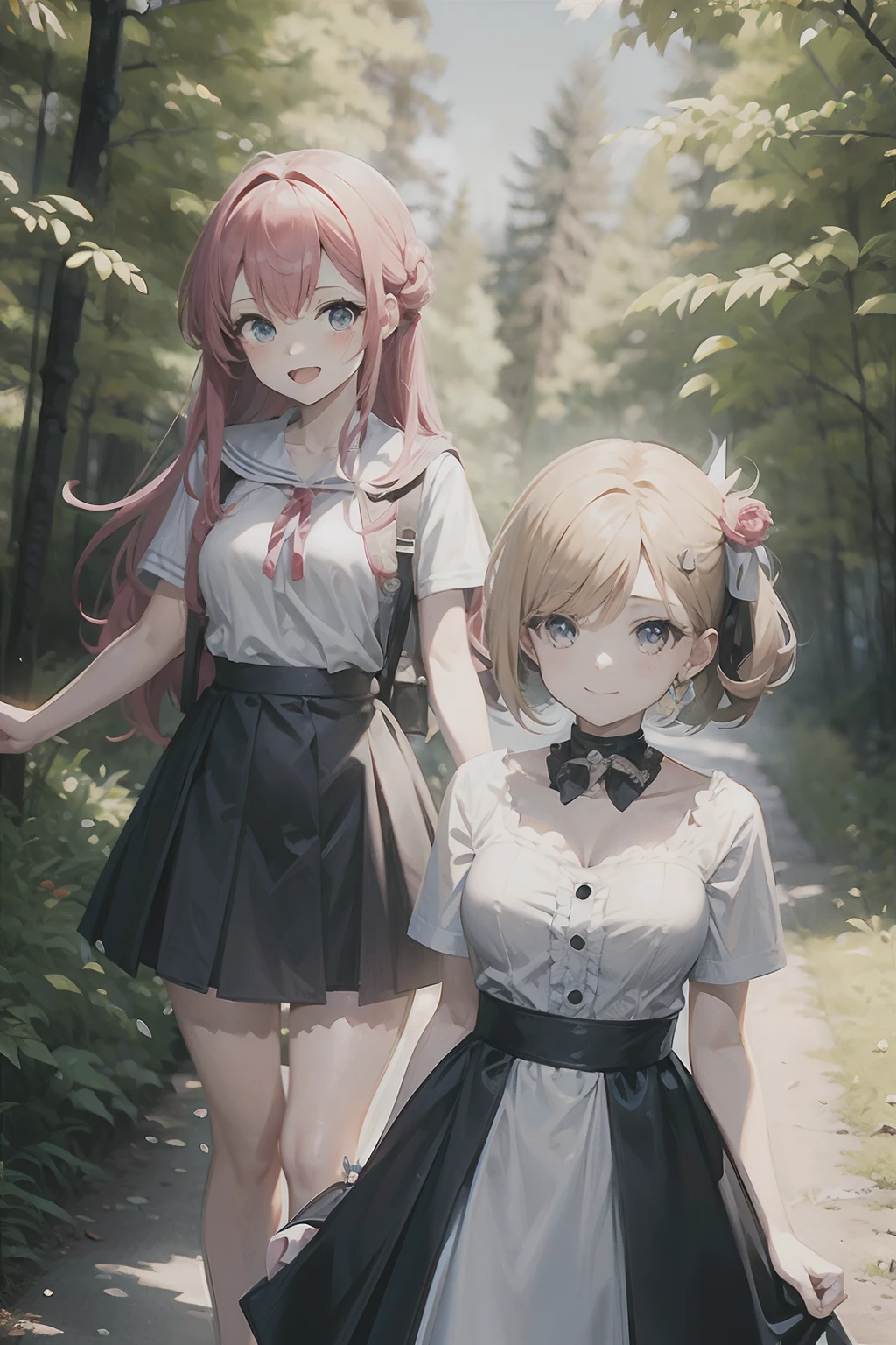 Cute Anime Girls, in a forest