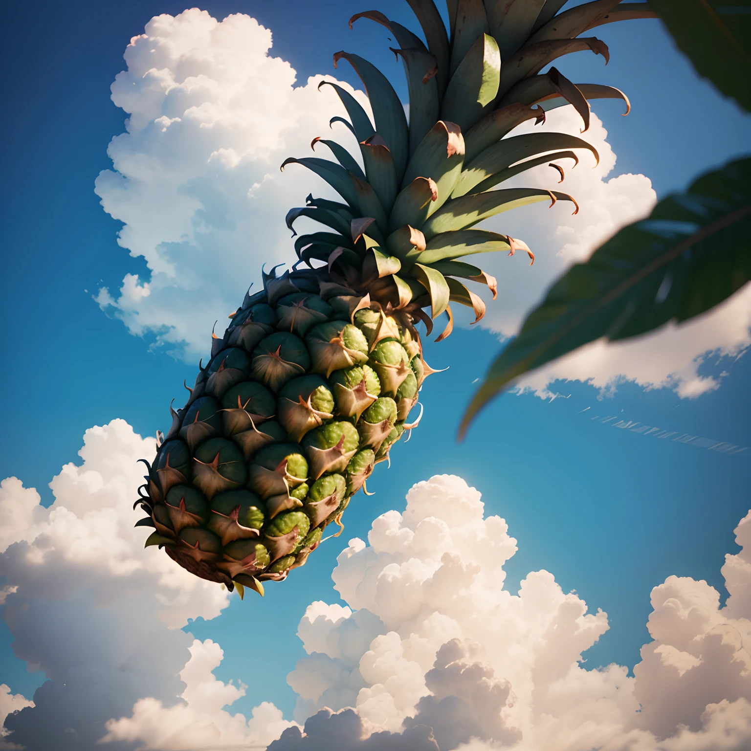 A small pineapple flies in the sky, --auto