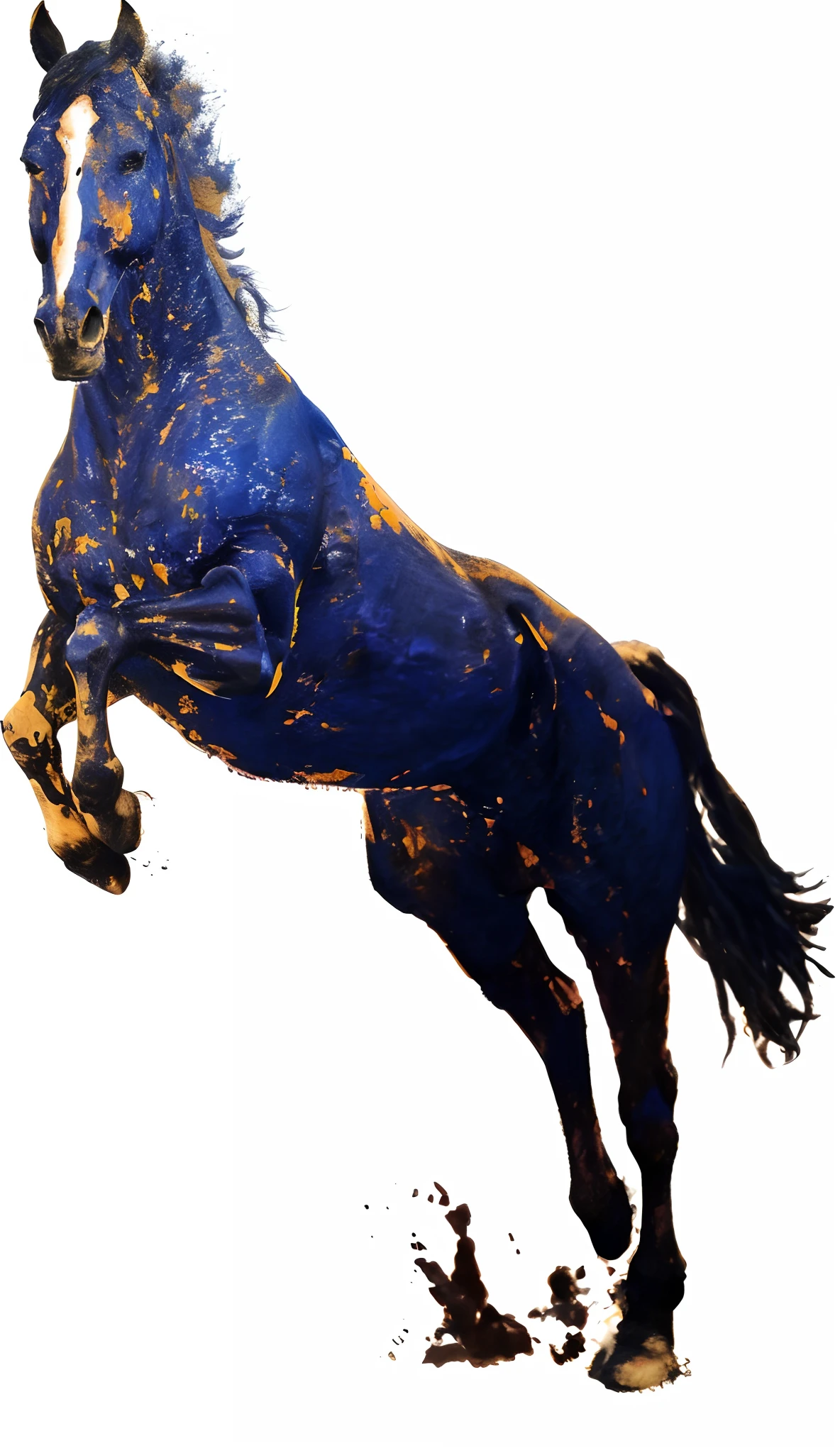 There is a horse jumping in the air, digital horse, cavalos, the horse above, hq 4k phone wallpaper, sleipnir, amoled wallpaper, HQ 4K wallpaper, artsation 4 k, wallpaper 4 k, Wallpaper 4k, strong blue and orange colors, On the blue flame, houdini fluid simulation, author:Jan Rustham Surrealism anthropomorphic horse