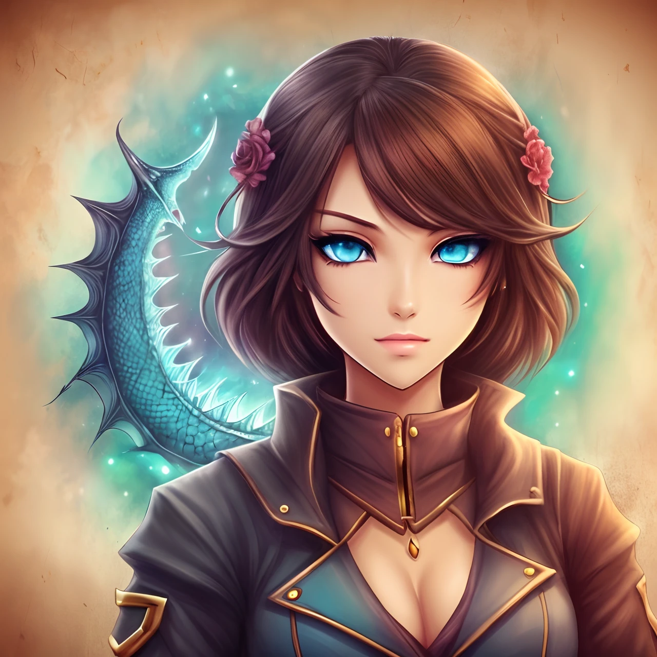 dragon, female, blue eyes, brown hair --auto --s2