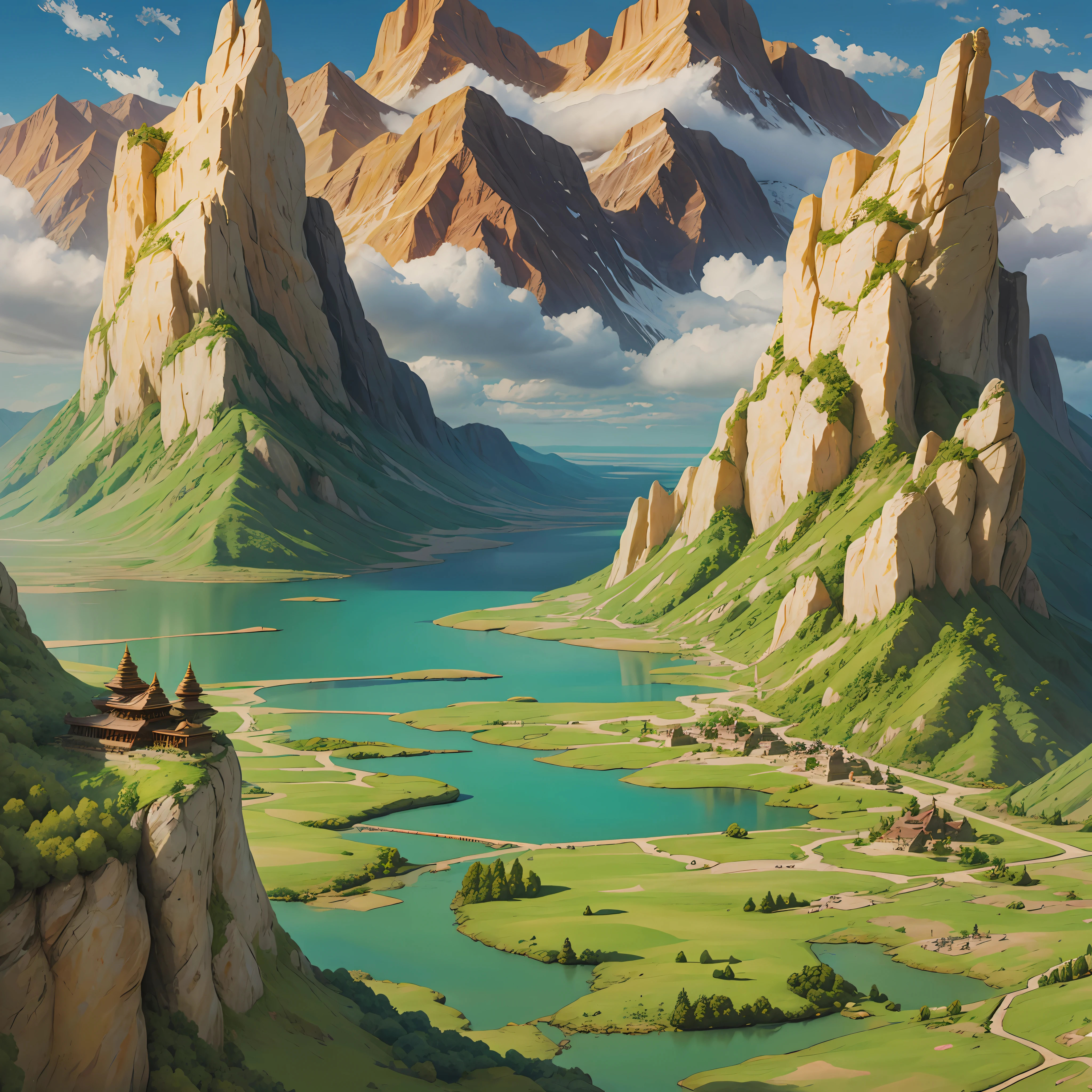 A distant kingdom of sages living in the mountains --auto --s2