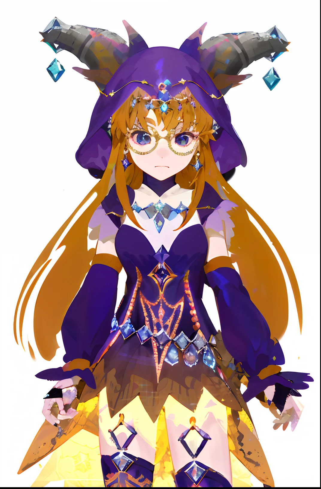 a close up of a cartoon character wearing a purple dress, pretty sorceress, astral witch clothes, /!\ the sorceress, human :: sorceress, (((mad))) elf princess, mechanized witch girl, marisa kirisame, wearing star filled mage robes, wearing crystal fractal tiara, dark sorceress full view, sorceress
