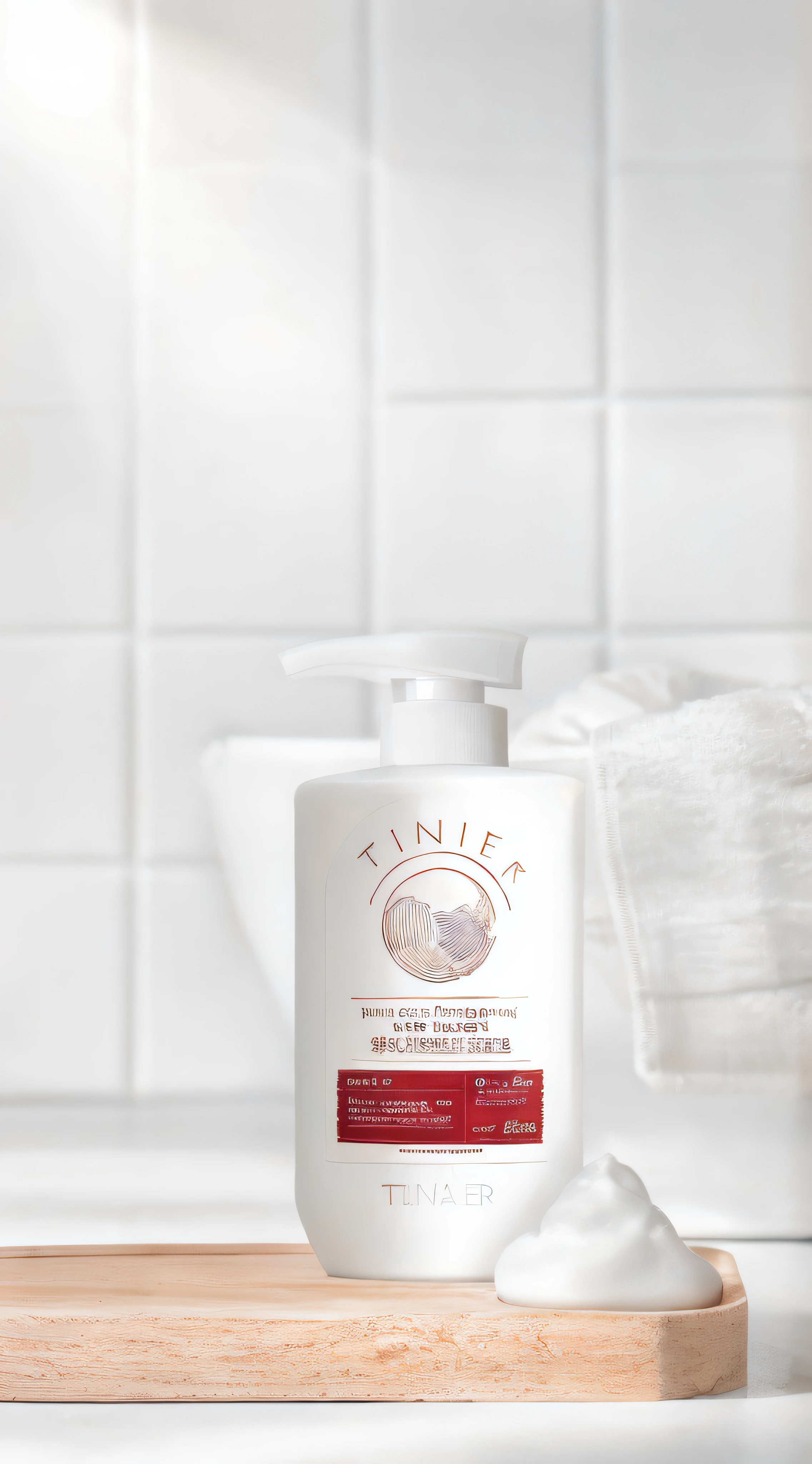 On the cutting board is a bottle of lotion, Smooth porcelain skin, product introduction photos, Product photo, crisp smooth clean lines, 4l, smooth textured skin, bubbling skin, everlasting, professional product shot, textured base ; product image, Master, crisp smooth lines, timid, ProductAdvertisements, high quality topical render, professional product photo, detailled image