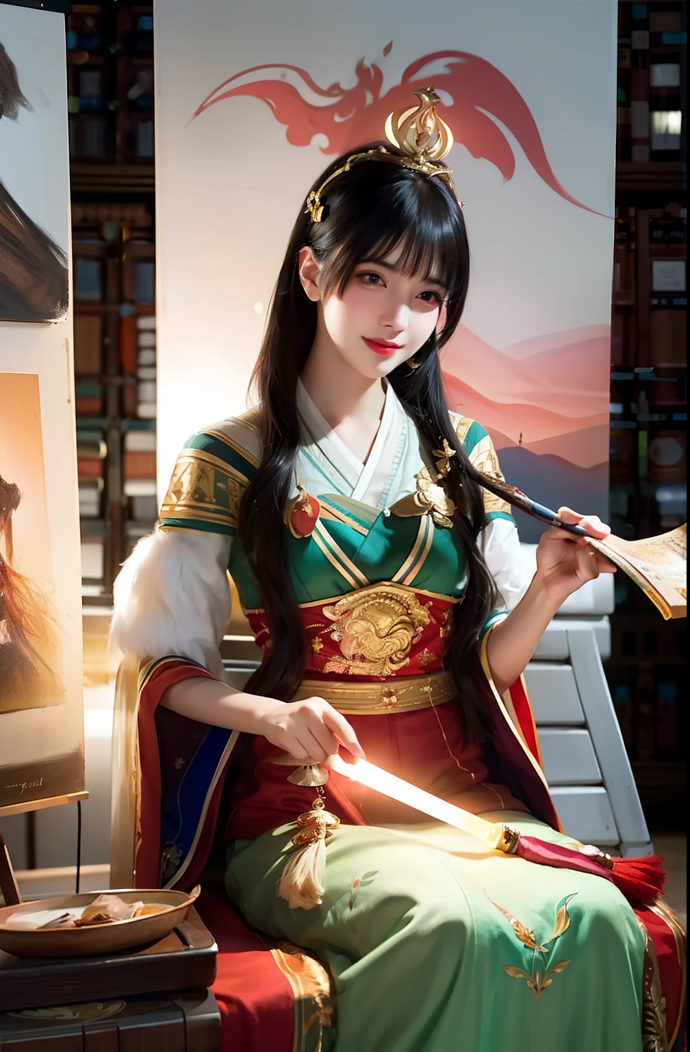 dressed in traditional garments, Arapi holds a lit torch, Beautiful character painting, Artgerm and Atey Ghailan, Rosla global lighting, Guviz-style artwork, Beautiful digital illustration, magical concept art, Great character design, A beautiful artwork illustration, Cute detailed digital art, atey ghailan 8 k, stunning digital illustration