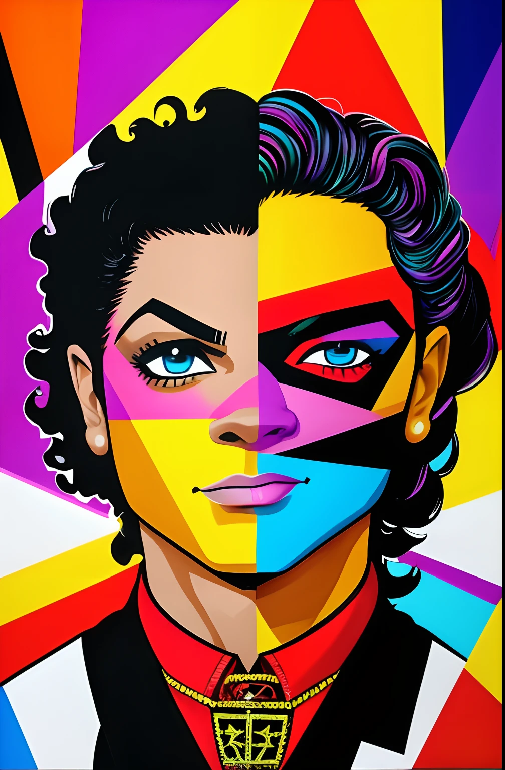 ( MICHEL JACKSON),  Eduardo Kobra ,Romero Brito,The Filling Twins ,multidimensional geometric wall PORTRAIT, arte, Chibi,
Yang08k, lindo, Colouring,
Primary works, qualidade superior, melhor qualidade, Arte Oficial, Beautiful and Aesthetic,