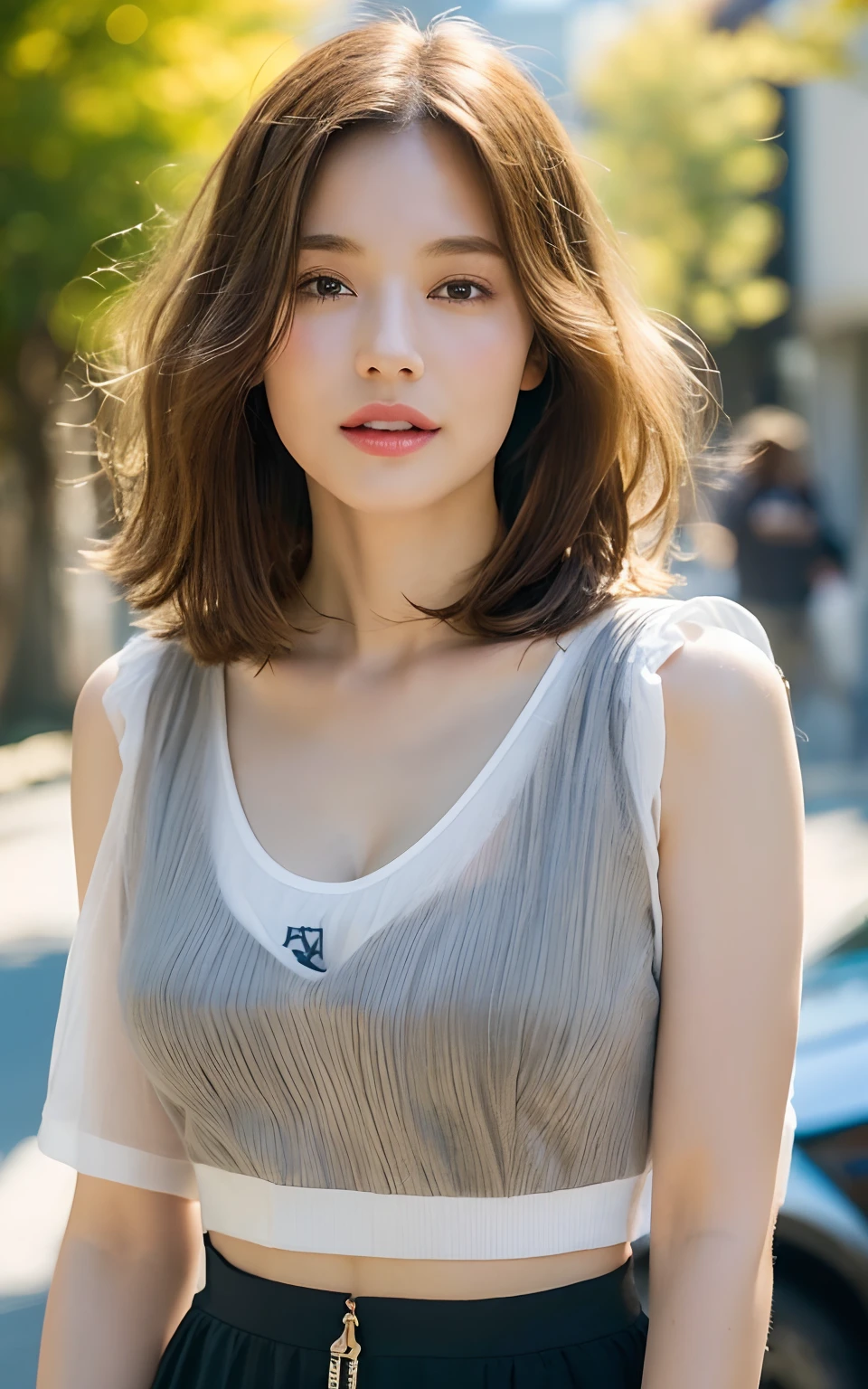 ((top-quality、8K、masuter piece:1.3))、1人、Czech、bule、Beautiful woman with slender abs:1.3、(Highlight Haircuts、Breast A Cup:1.2)、Black see-through:1.1、hyperdetailed face、A detailed eye、二重まぶた、Full Body Smile、Brown hair、((top-quality、8K、masterpiece:1.3))、Focus:1.2、perfectbodybeauty:1.4、s ass:1.2、((Layered Haircut、breastsout:1.2))、(wet wear:1.1)、(Sunnyday、Street:1.3)、Highly detailed facial and skin texture、finely eye、二重まぶた、Whitened skin、length hair、(silently:1.3)、white t-shirts、bangss
