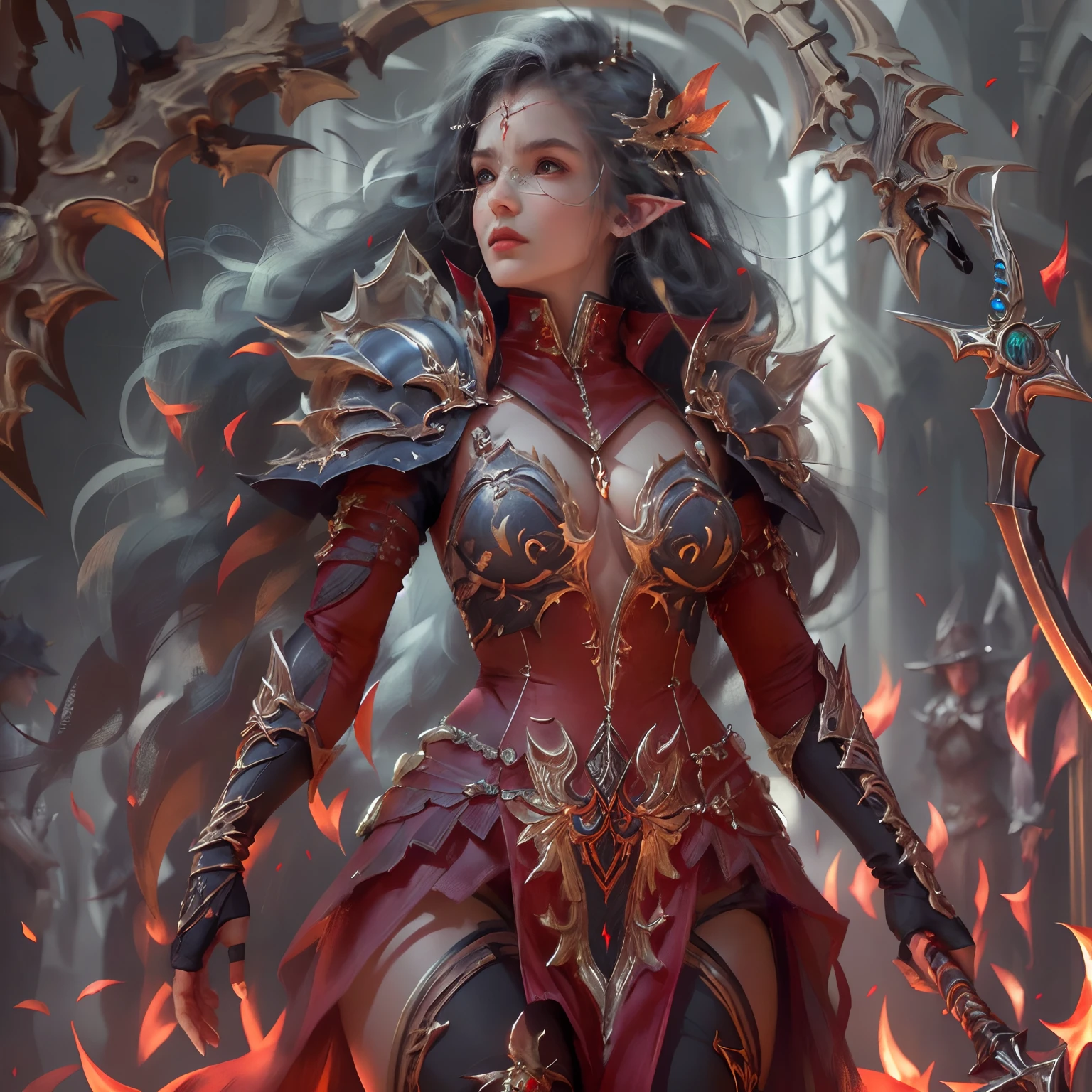 high details, best quality, 8k, [ultra detailed], masterpiece, best quality, (extremely detailed), dynamic angle, ultra wide shot, photorealistic, fantasy art, dnd art, rpg art, realistic art, a wide angle picture of an epic female elf, arcane warrior, warrior of magic, fighter of the arcana, full body, [[anatomically correct]] full body (intricate details, Masterpiece, best quality: 1.6) casting a spell  (intricate details, Masterpiece, best quality: 1.5), casting an epic spell, [colorful magical sigils in the air],[ colorful arcane markings floating]  (intricate details, Masterpiece, best quality: 1.6) holding an [epic magical sword]  (intricate details, Masterpiece, best quality: 1.6) holding epic [magical sword glowing in red light]  (intricate details, Masterpiece, best quality: 1.6). in fantasy urban street ( (intricate details, Masterpiece, best quality: 1.6), a female, beautiful epic female elf, wearing elven leather armor  (intricate details, Masterpiece, best quality: 1.3), high heeled leather boots, ultra detailed face (intricate details, Masterpiece, best quality: 1.3),  thick hair, long hair, dynamic hair, fair skin intense eyes, fantasy city background  (intricate details, Masterpiece, best quality: 1.6), sun light, backlight, depth of field  (intricate details, Masterpiece, best quality: 1.3), high details, best quality, highres, ultra wide angle