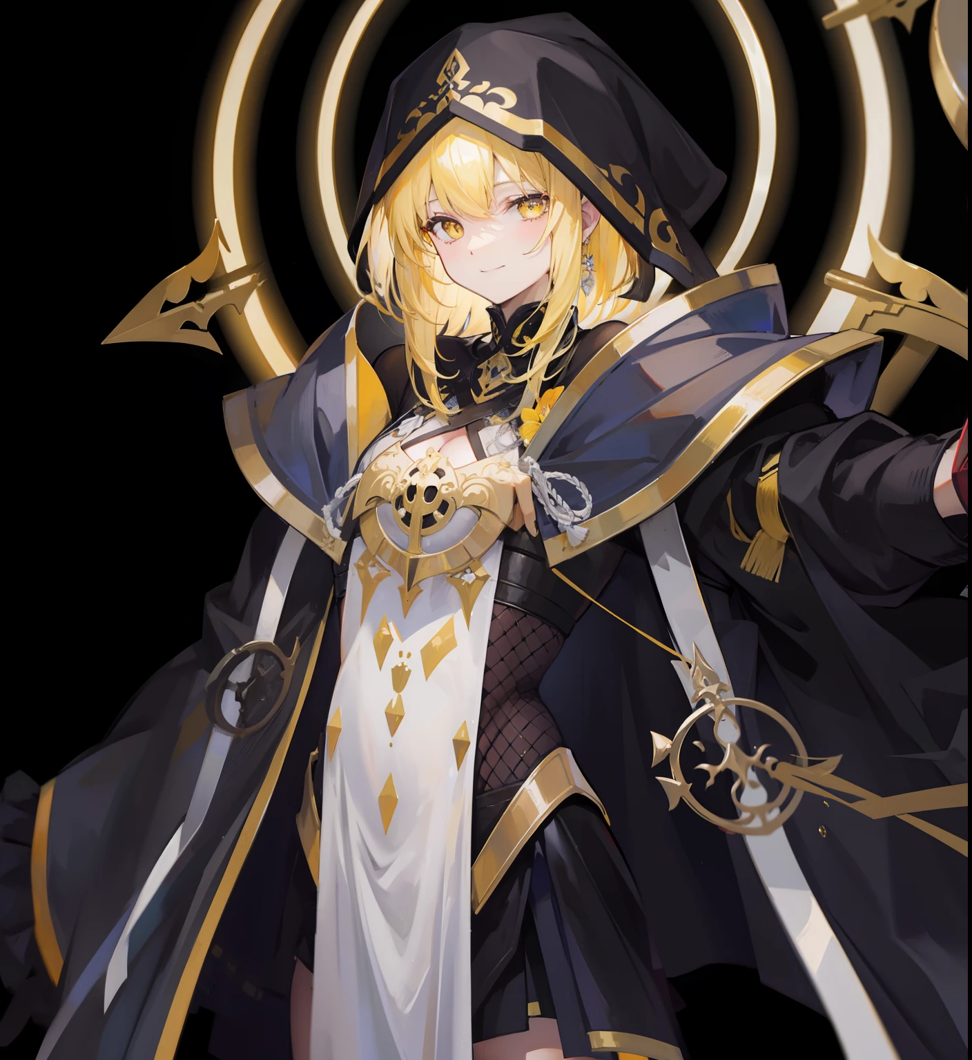 yellow eyes,Smiling maiden