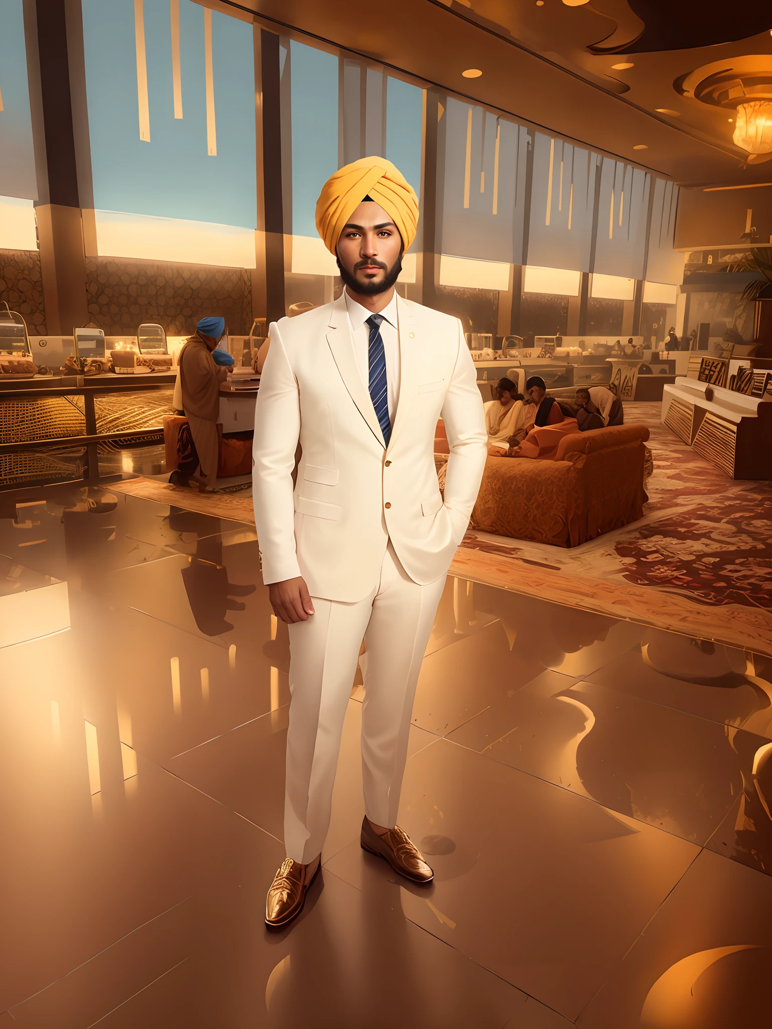 Change background, do not change face and turban, face and turban stays same, 8k , avatar type for profile photo, realistic face.