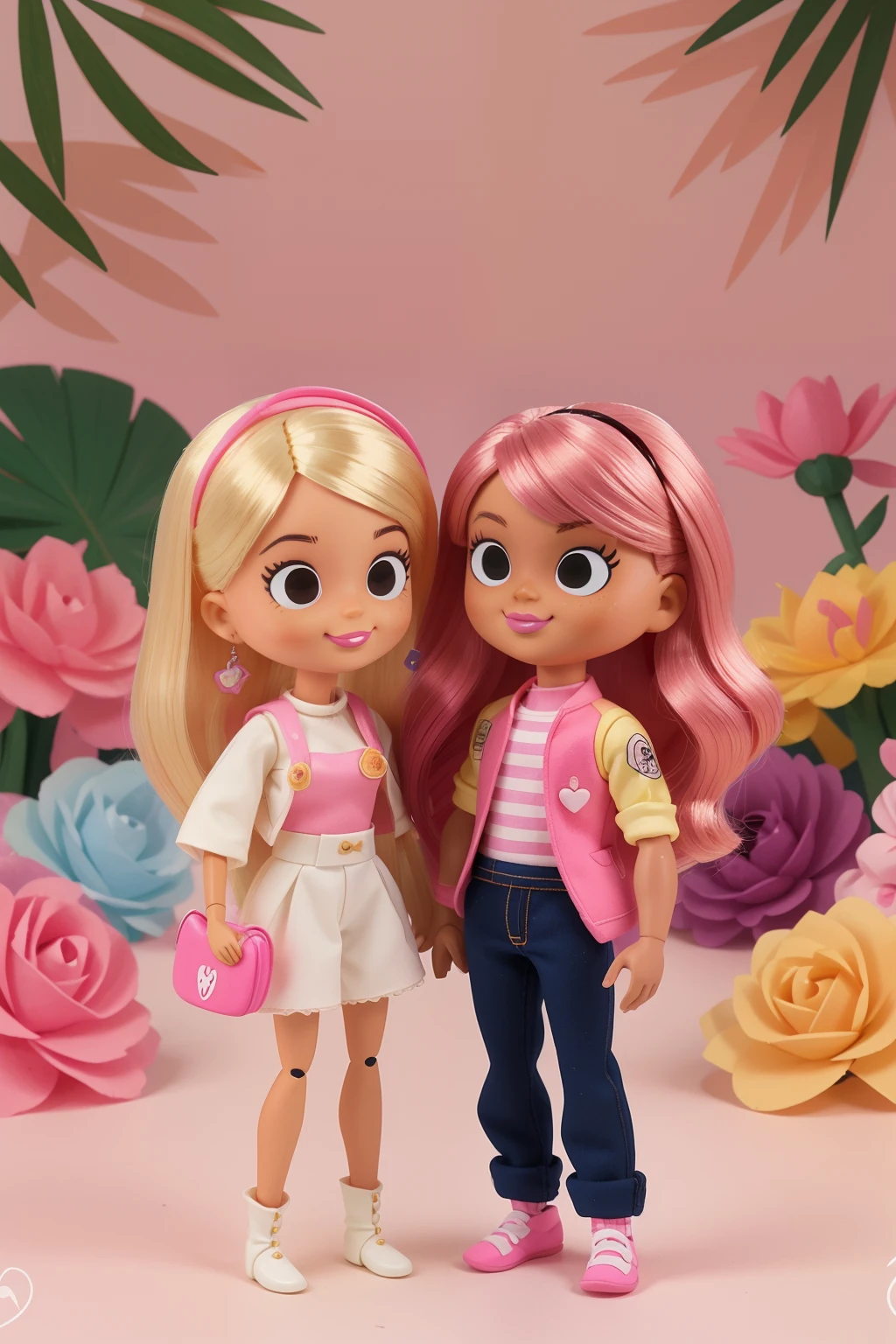 boneco ken e boneca barbie, in love, cores vibrantes