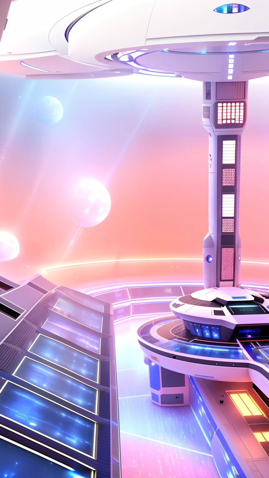 Alafid view of TV studio with stage and lighting, futuristic space ship interrior, futuristic laboratory, futuristic scientific laboratory, space station interior, in a futuristic spaceship, interior of an alien spaceship, high tech space ship interior, in futuristic laboratory room, futuristic space station, inside a space ship, futuristic sport arena, 3 d render of a scifi spaceport