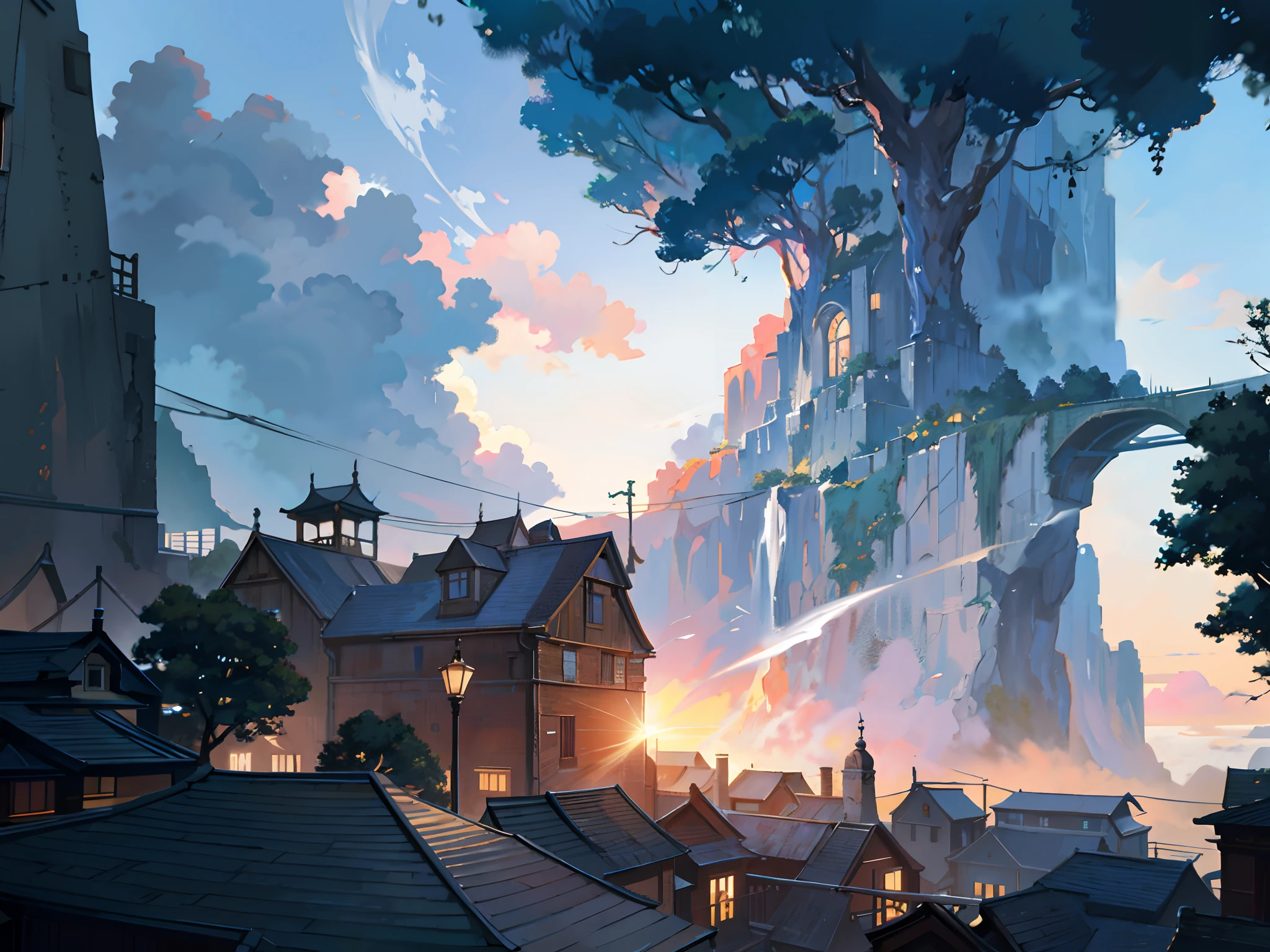 painting of a courtyard with a table and chairs and a bench, anime background art, relaxing concept art, anime scenery concept art, immensely detailed scene, a beautiful artwork illustration, detailed scenery —width 672, studio ghibli environment, highly detailed scene, environment design illustration, beautiful anime scene, ghibli studio style, anime scenery, detailed soft painting, environment painting tree, bush, nature, abondoned