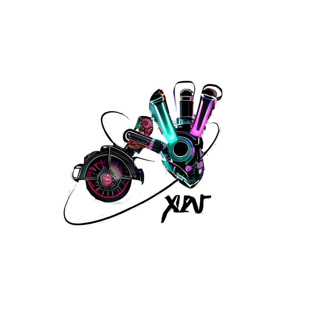 Machinary,steam engine,cyber punk perssonage,neonlight