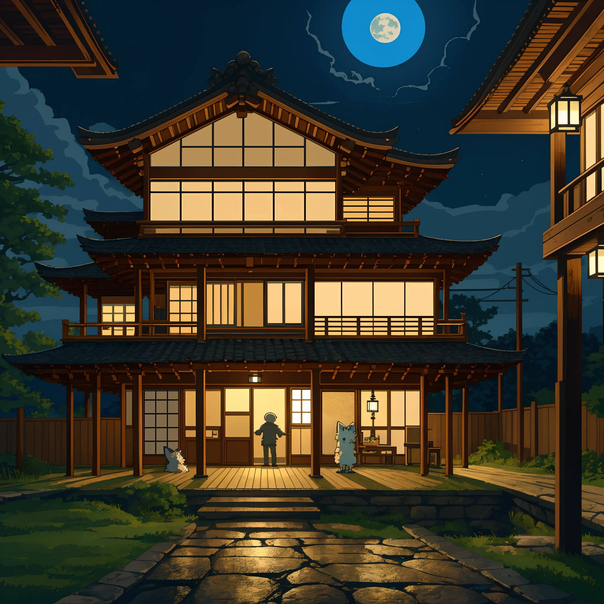 top quality, best quality, High-quality illustrations, masterpiece, super high resolution, highres, absurdres(highly detailed beautiful face and eyes)perfect anatomy, detailed background, User Interface of game, side view game, night, japanese house, deteriorated furniture, windows, moonlight, 6+boys, 6+girls, expression, good lighting, cinematic shadow(kemono, furry anthro)assorted poses,