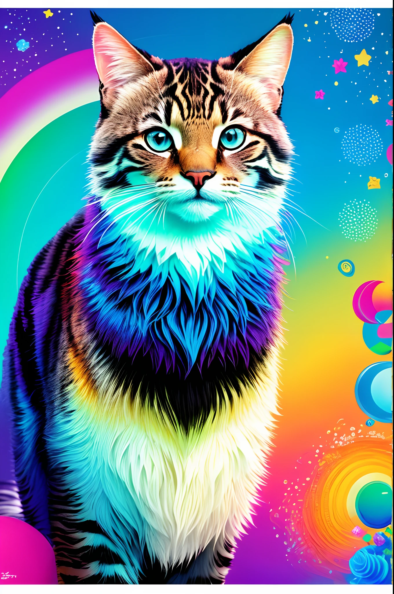Nesta arte CG ultra-detalhada, gatinho bonito, riso, best quality, high resolution, detalhes intrincados, fantasia, animais bonitos, bocas abertas, rir, Cor vibrante
