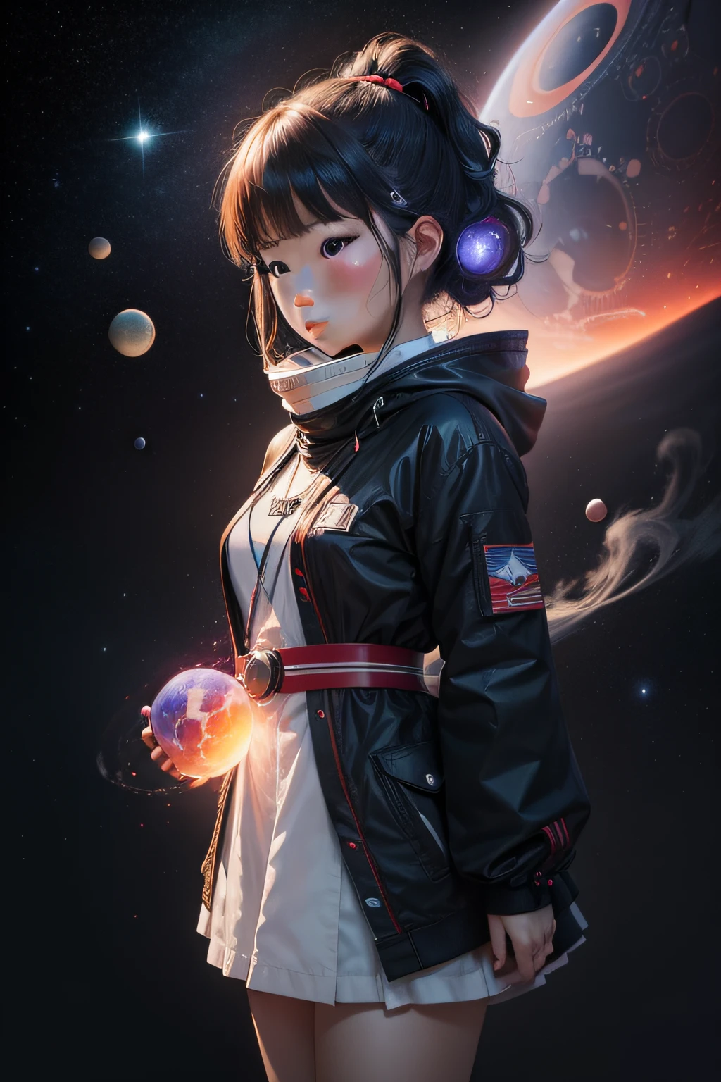 one japanese girl, space, planet, star, moon, asteroid, comet, galaxy, nebula, black hole, supernova, quasar, pulsar, big bang, gravity, orbit, eclipse, alien, UFO, rocket, astronautsoul, spirit, mind, consciousness, emotion, feeling, heart, essence, core, inner self, psyche, personality, character, identity, individuality, will, intention, purpose, meaning, value,
