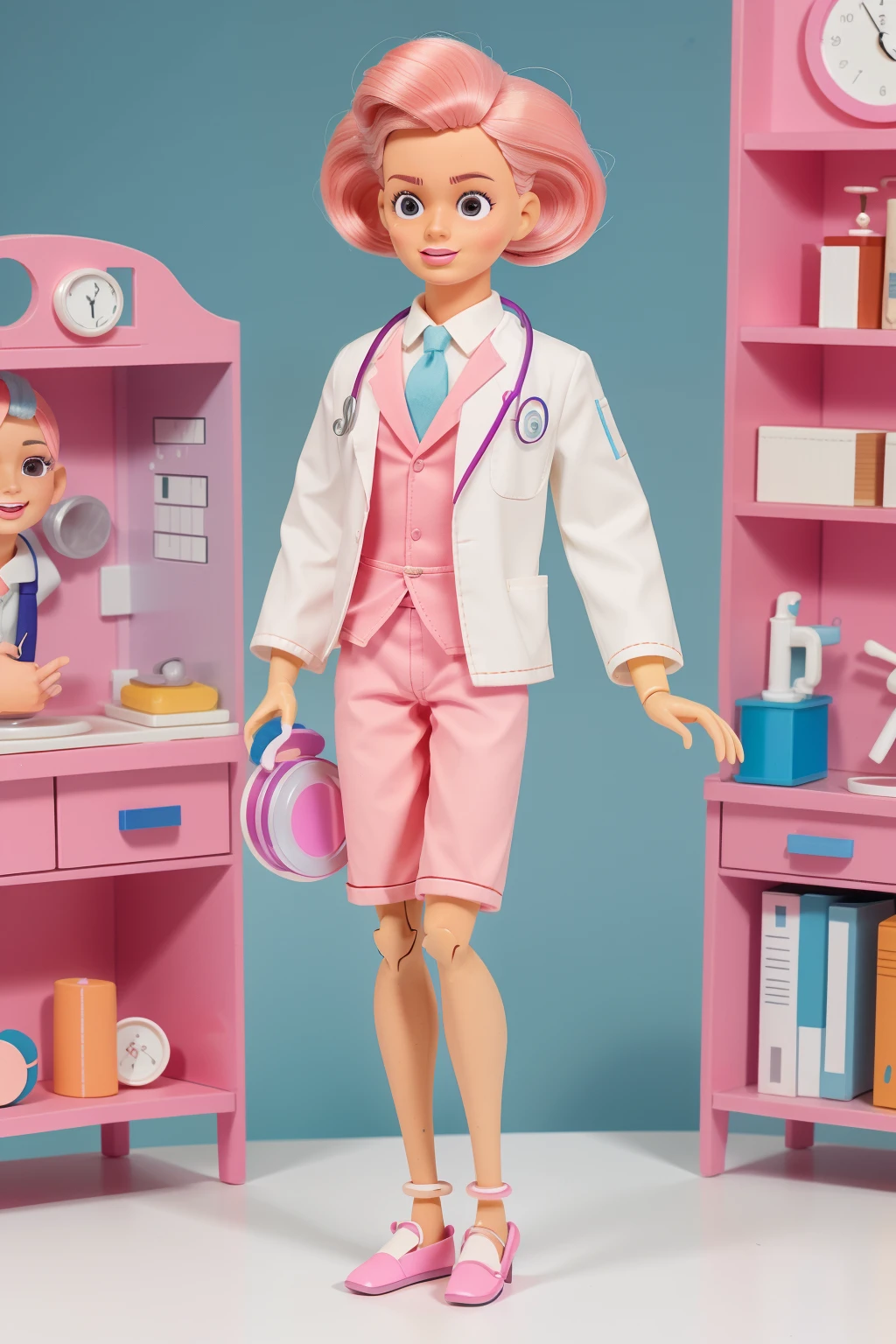 boneca ken barbie doctor, cores vibrantes