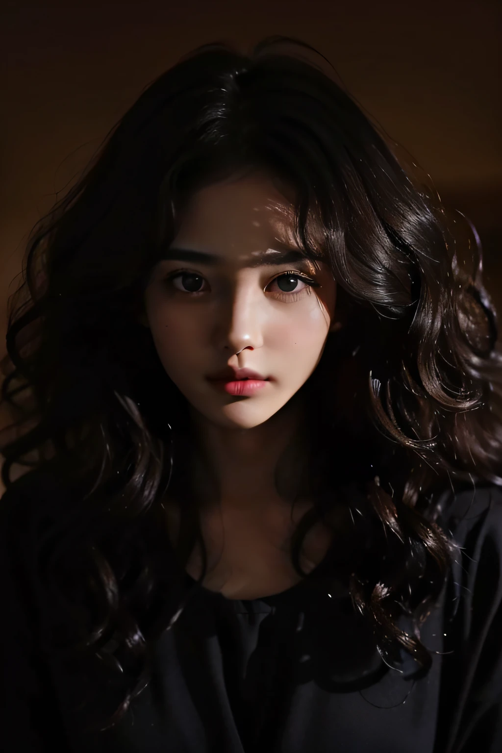 1girl in,Curly hair,In the Dark,deepshadow、Face Zoom、perm、tiarra、diadems