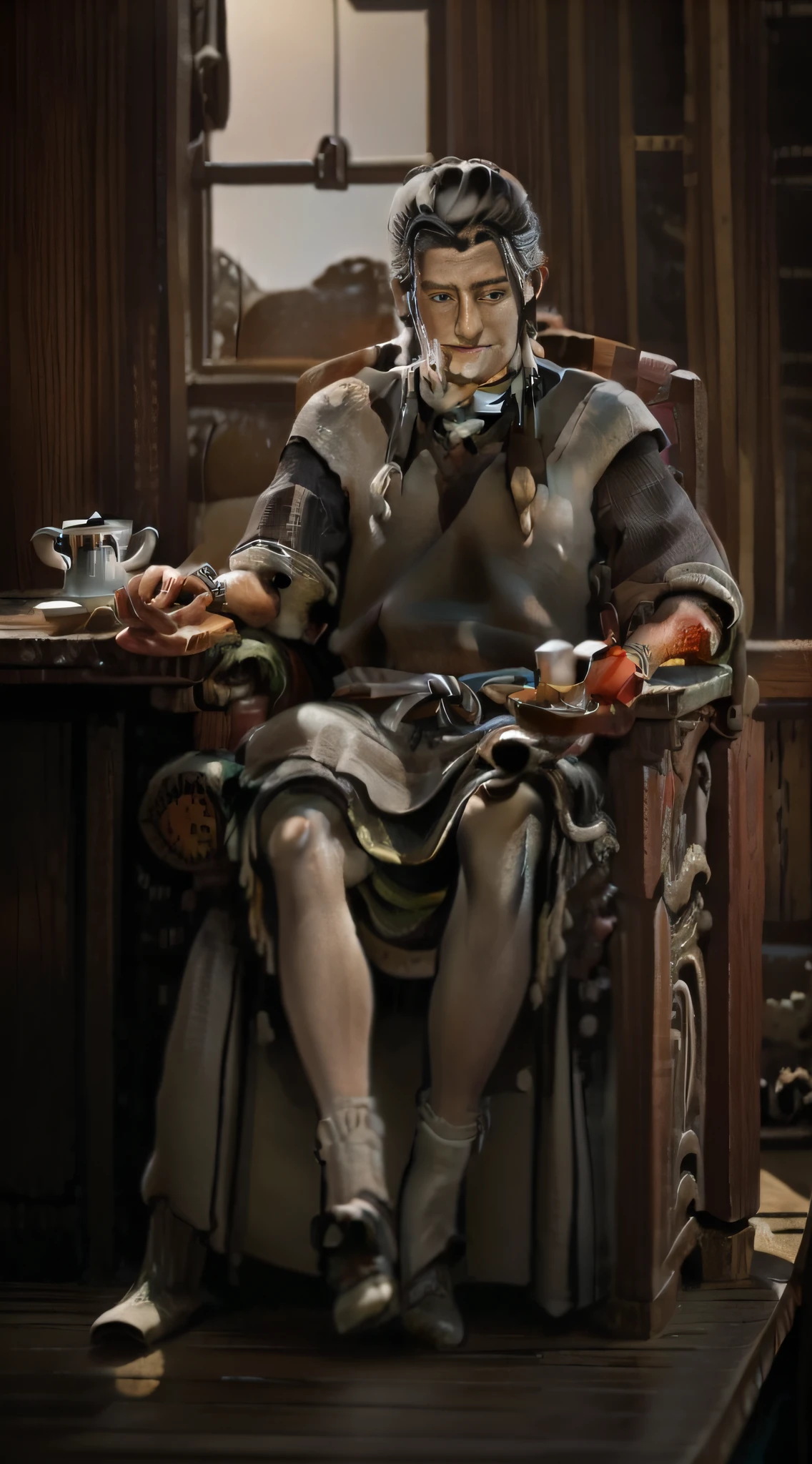 The old man on the side recliner put down the antique teacup in his hand,Eyes wandered to the sea outside the hut,