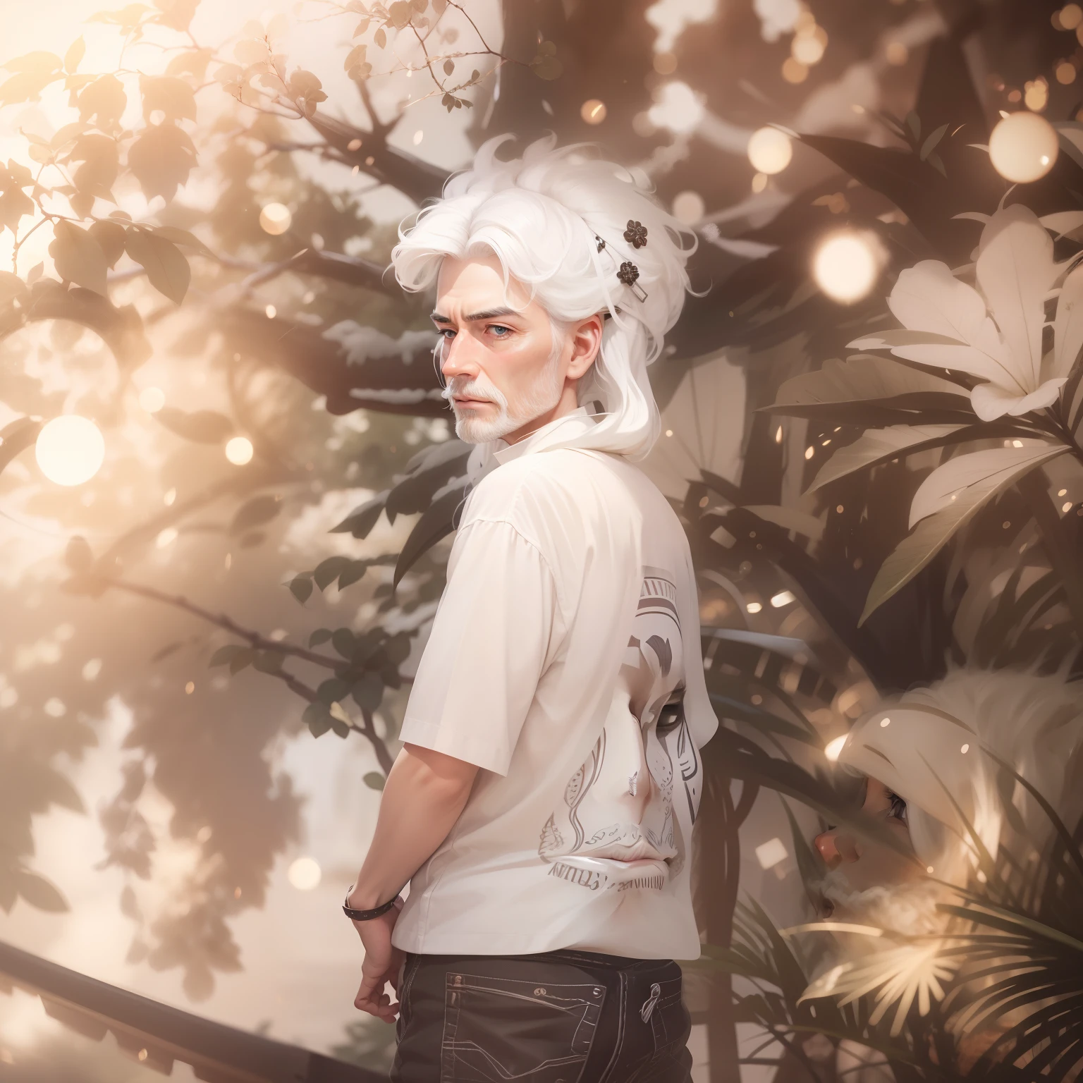 Realistic face hair white colour 4k
