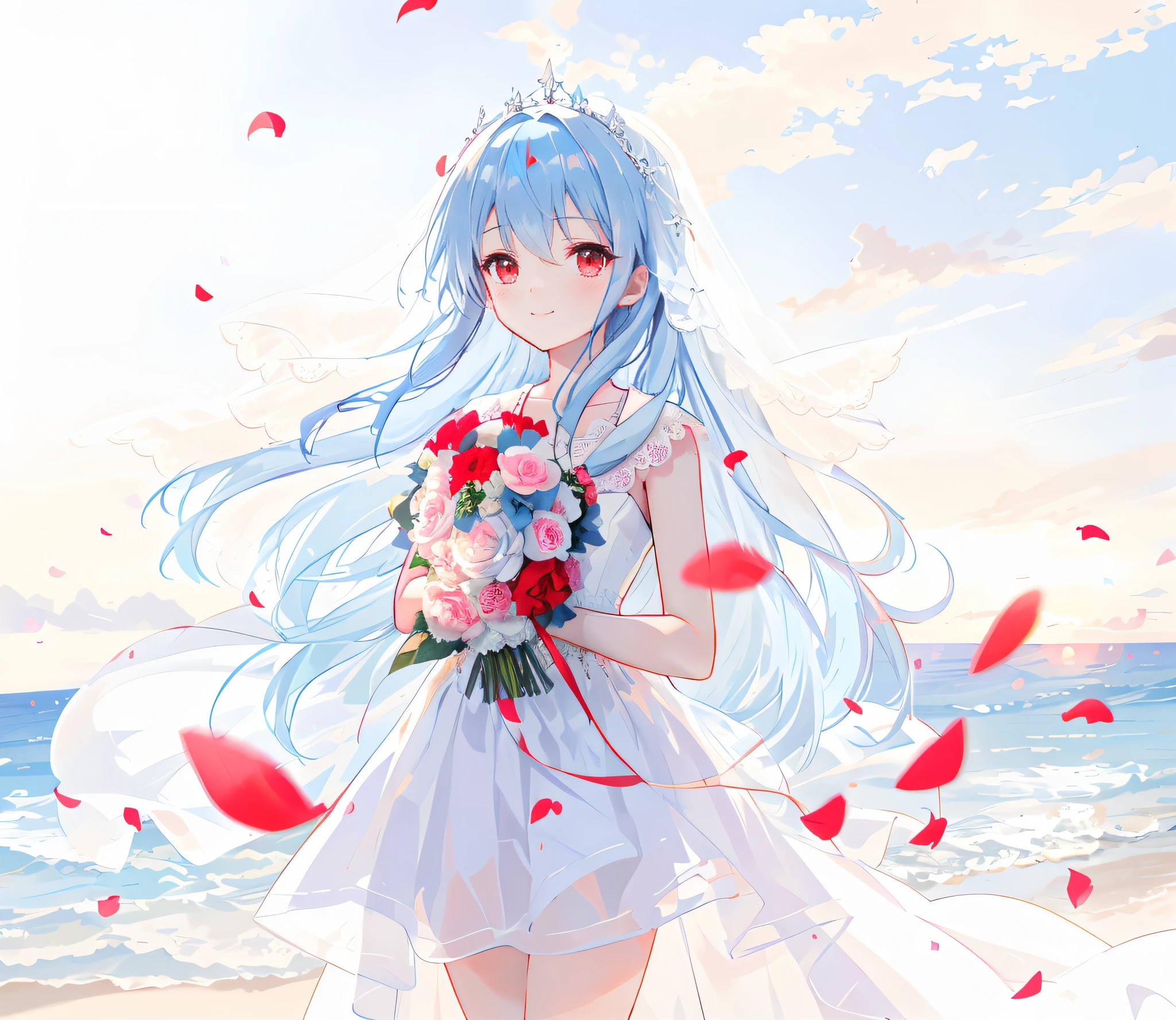 shy,smile,Red eyes