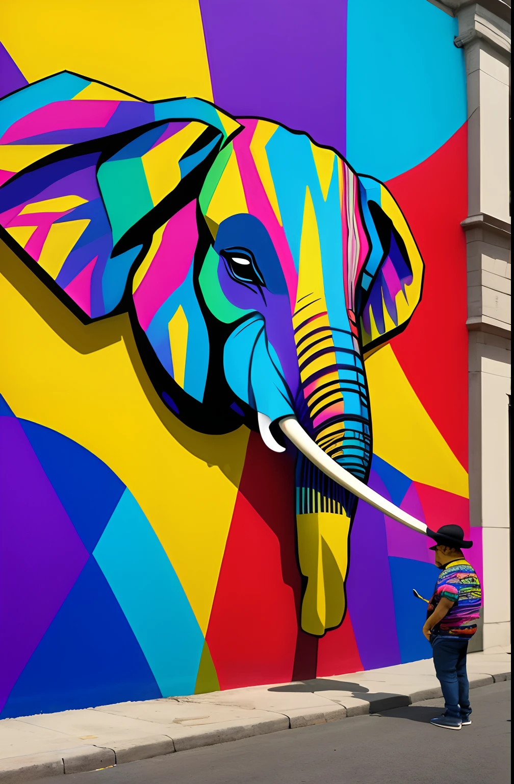 (elefante),  Eduardo Kobra ,Romero Brito,The Filling Twins ,multidimensional geometric wall PORTRAIT, arte, Chibi,3D,
Yang08k, lindo, Colouring,
Primary works, qualidade superior, melhor qualidade, Arte Oficial, Beautiful and Aesthetic,8k