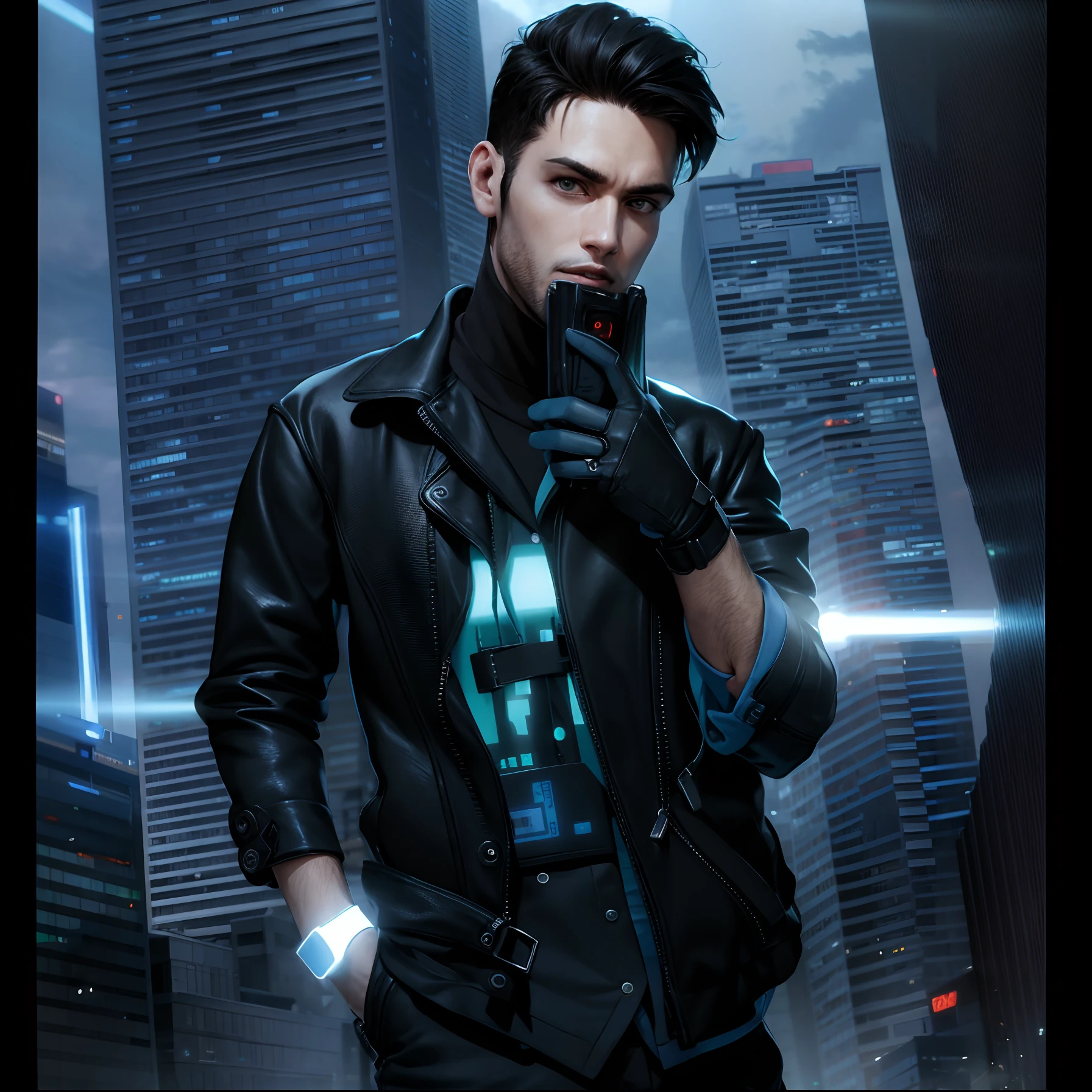 Change background cyberpunk handsome boy, realistic face, 8k, ultra realistic