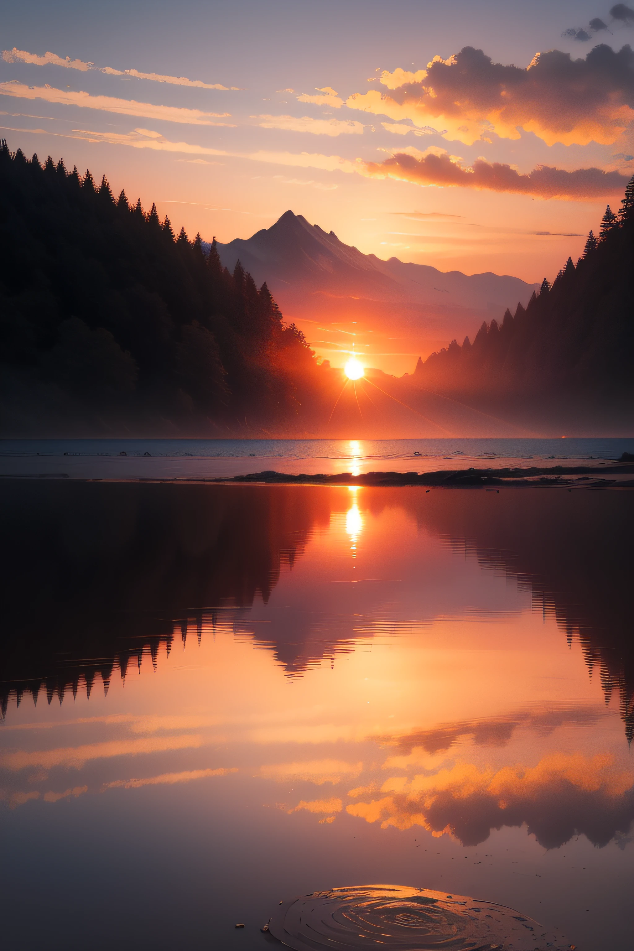 Sunset,Magnificent sunset,Water and sky,siluette,Contre-Jour
