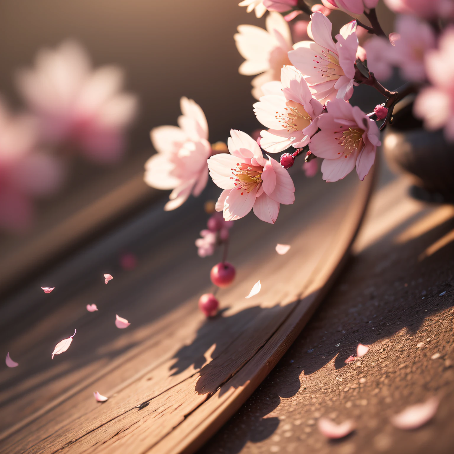 a closeup of cherry blossoms, realism, contemporary art, reflective light, ray tracing, chromatic aberration abuse, Canon, f/1.8, bokeh, overexposure, super detail, high quality, 8k
