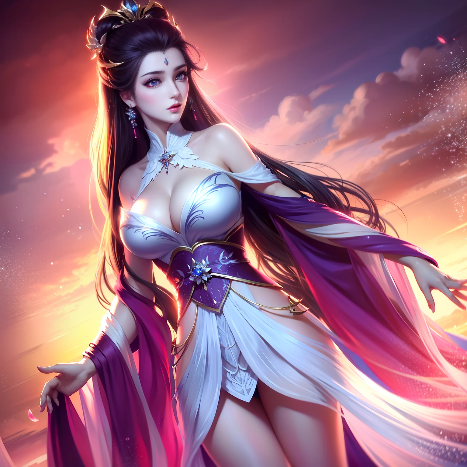 tmasterpiece，Need，highdetailRAWcolorphoto，Panoramas，best qualtiy，A girl，Exquisite facial features，shift dresses（Open the ventral bifurcation end），Bedrooms，（Breast enlargement：C cup），cabelos preto e longos，hair-bun，hair adornments，Smart eyes，ponder，复杂，is shy，lipsticks，prette，adolable，Raised sexy，softlighting，brightly，Graphics card rendering，Very realistic，full bodyesbian，Highest definition，Highest high resolution，8K Blu-ray