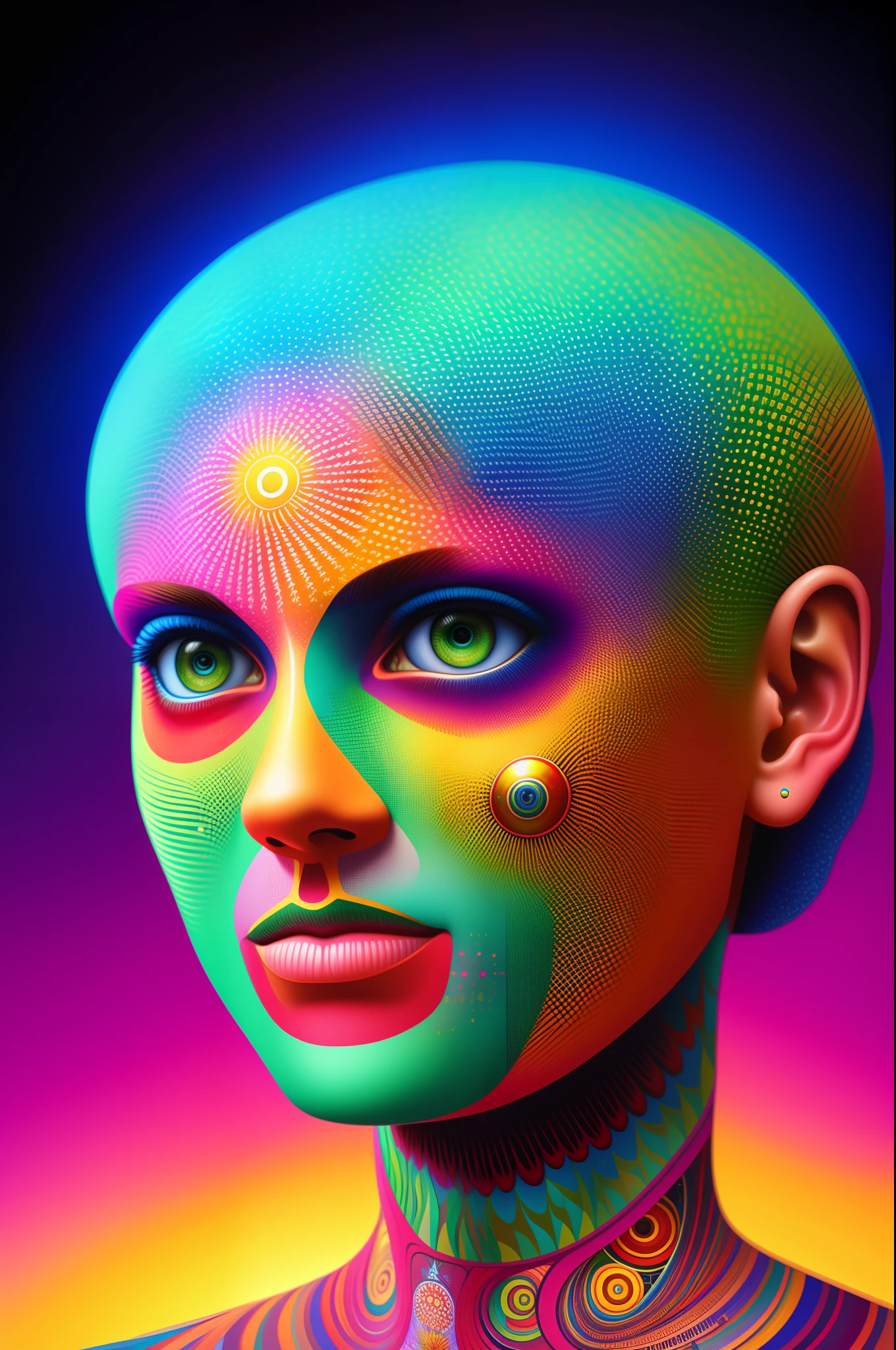 a painting of a giant head with a lot of ordinary things, psychedelic surreal art, estilo dan mumford e alex grey, psychedelic illustration, hyper detailed visionary art, Hyper Visionary Art - Detailed, psychedelic artwork, surreal + altamente detalhado, arte digital altamente detalhada 4k, arte psytrance, Directed by: Justino Geraldo, arte digital detalhada 4K, Arte Trippy, Surreal psychedelic design, desenho camiseta